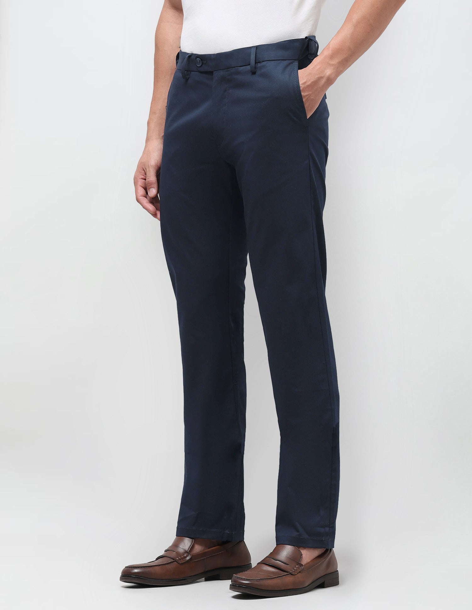 Riley Straight Fit Twill Trousers Navy - U.S. Polo Assn. India | Large