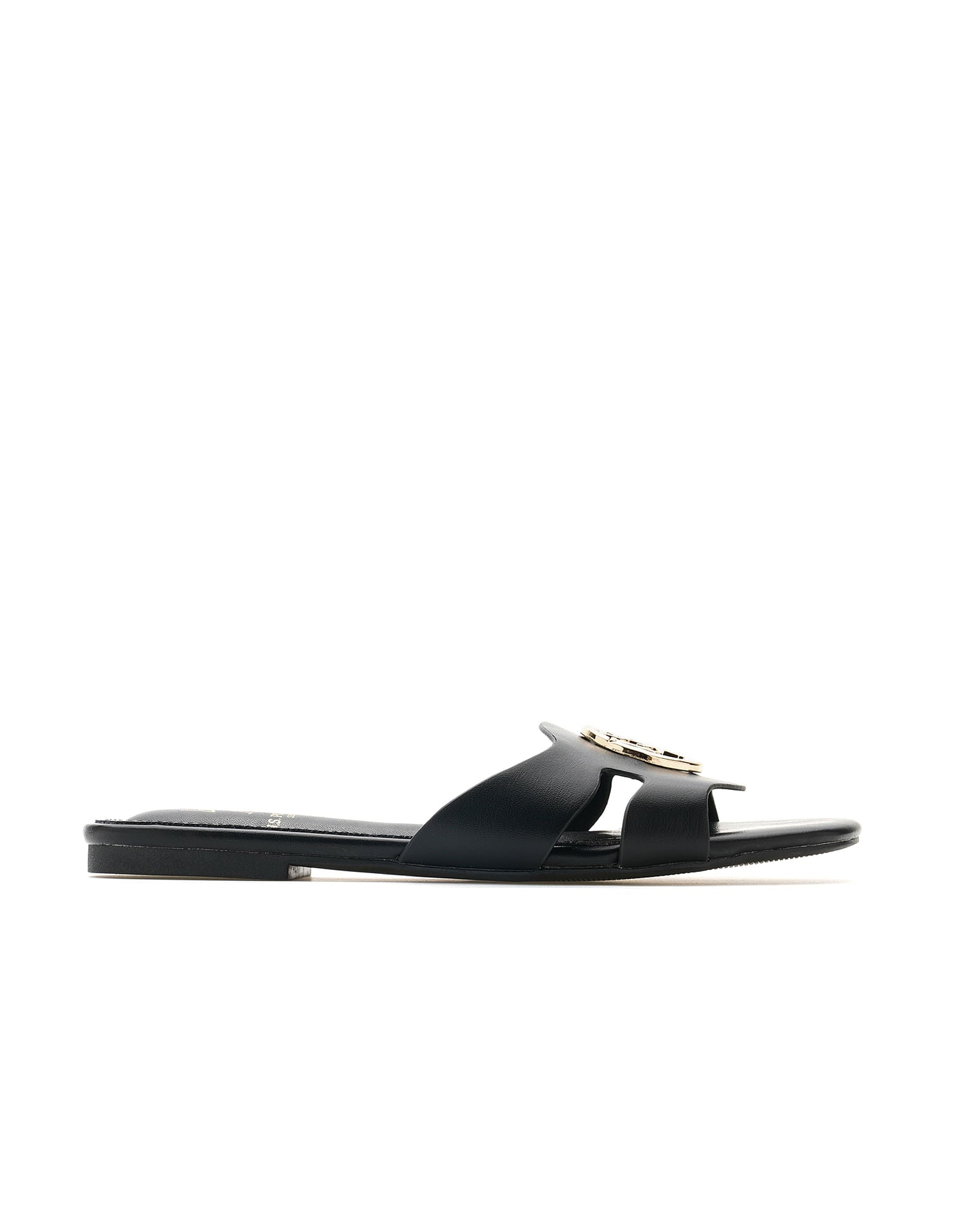 Logo Accent Vamp Strap Perla Sandals Black - U.S. POLO ASSN. | Large