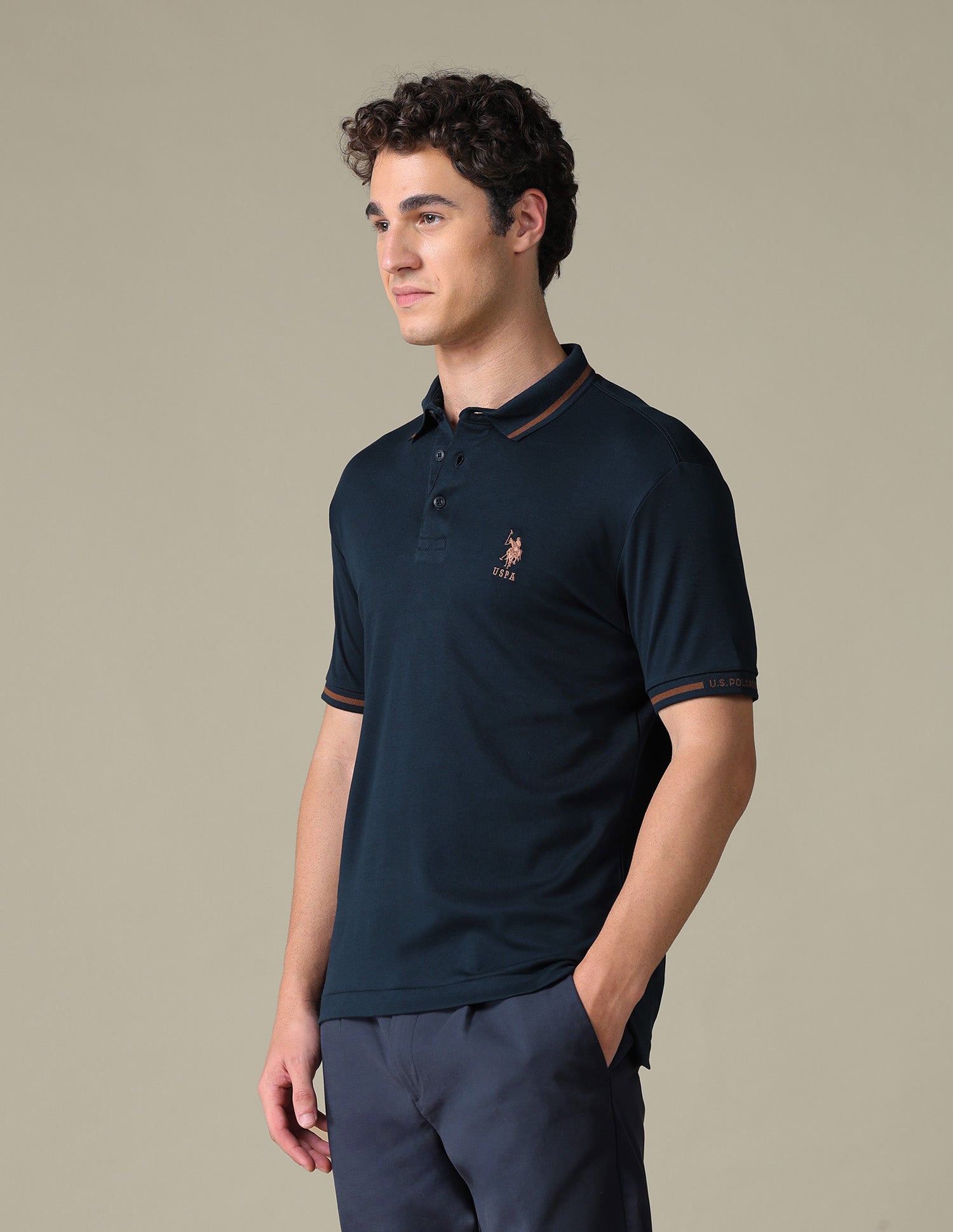 Solid Regular Fit Polo Shirt Navy - U.S. Polo Assn. India | Large