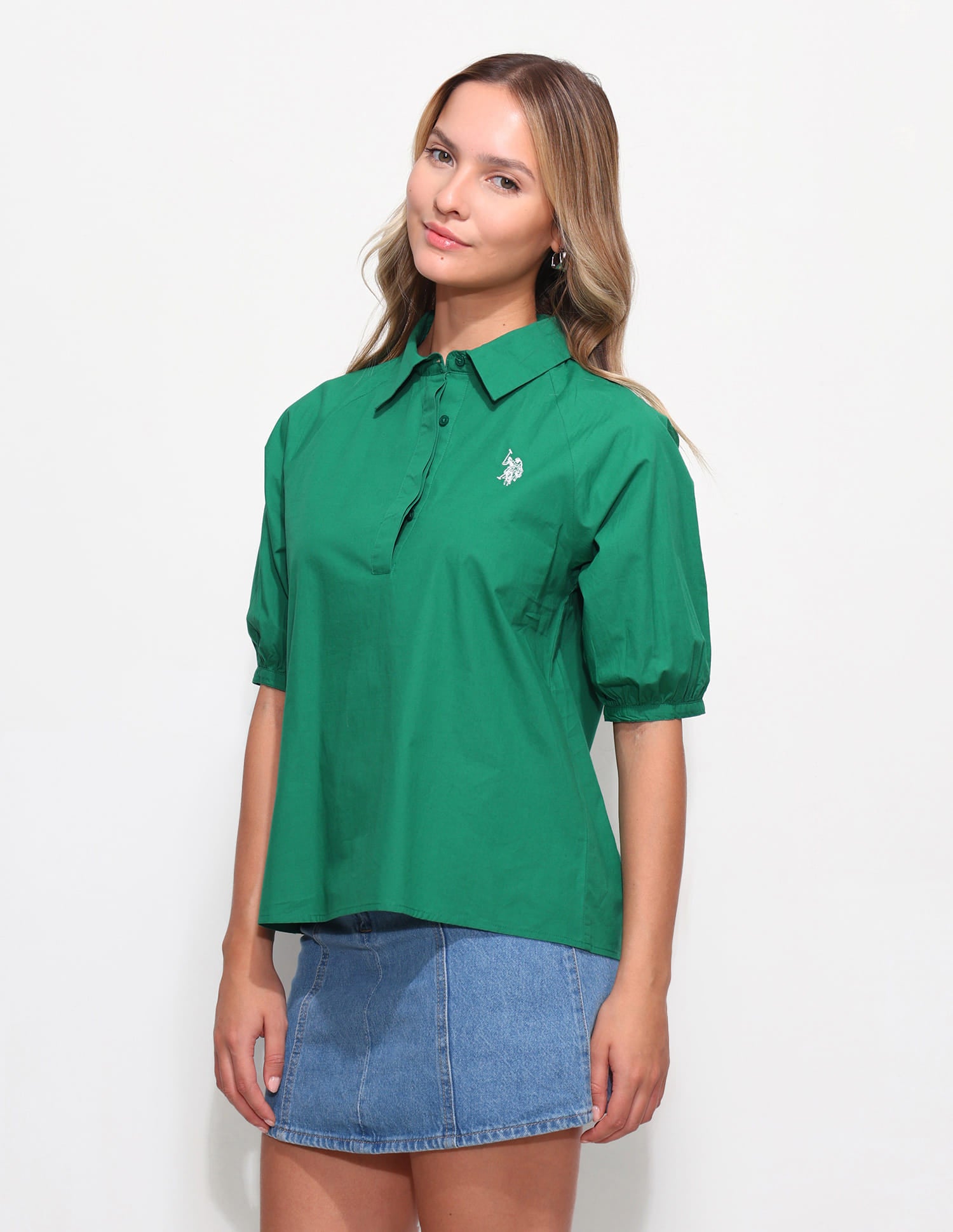 Solid Regular Fit Shirt Green - U.S. Polo Assn. India | Large