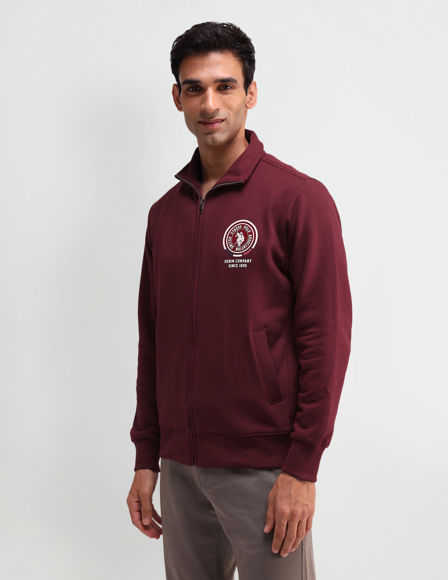 Solid Regular Fit Sweatshirt Wine - U.S. POLO ASSN. | Large
