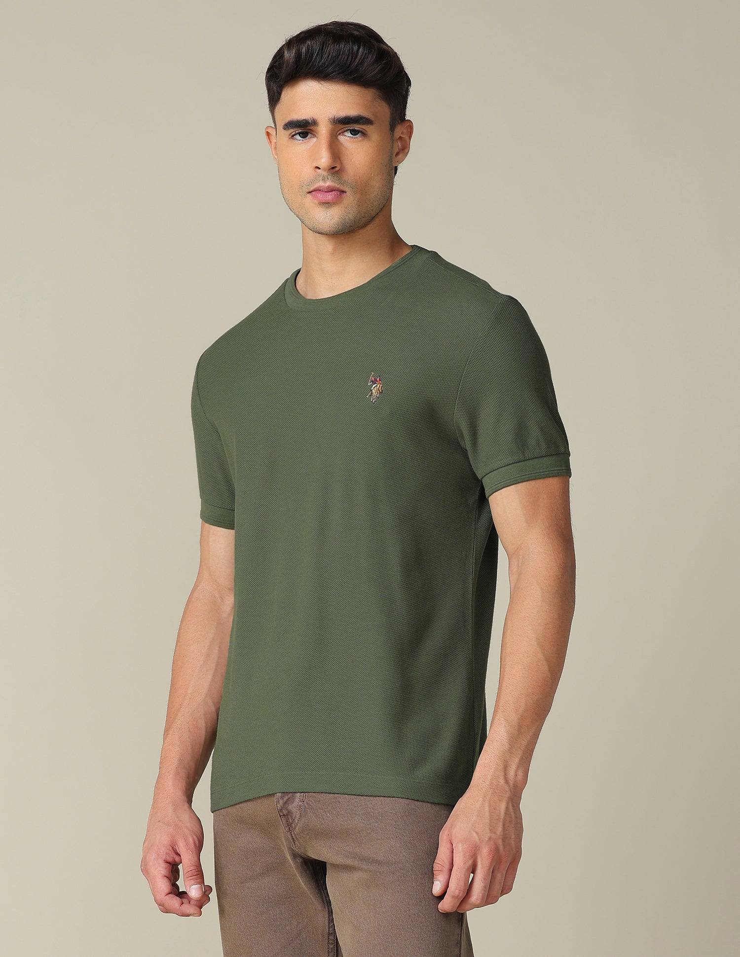 Pure Cotton Muscle Fit T- Shirt Olive - U.S. POLO ASSN. | Large