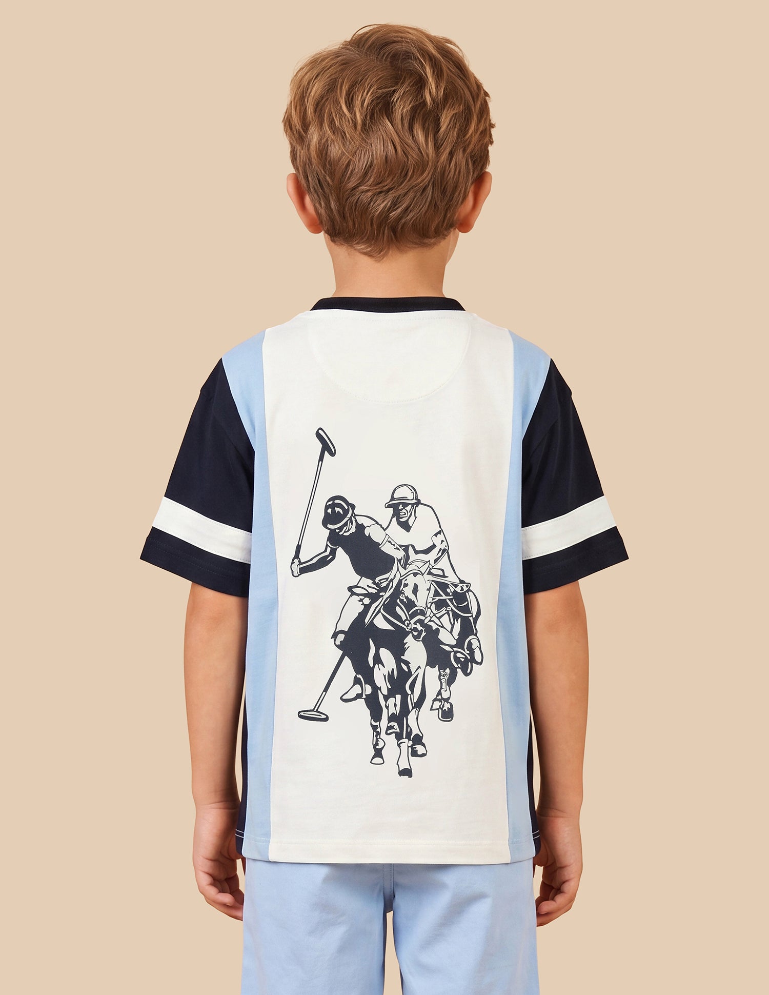 Colour Blocked With Brand Printed Oversized Fit T-Shirt Blue - U.S. Polo Assn. India | Large