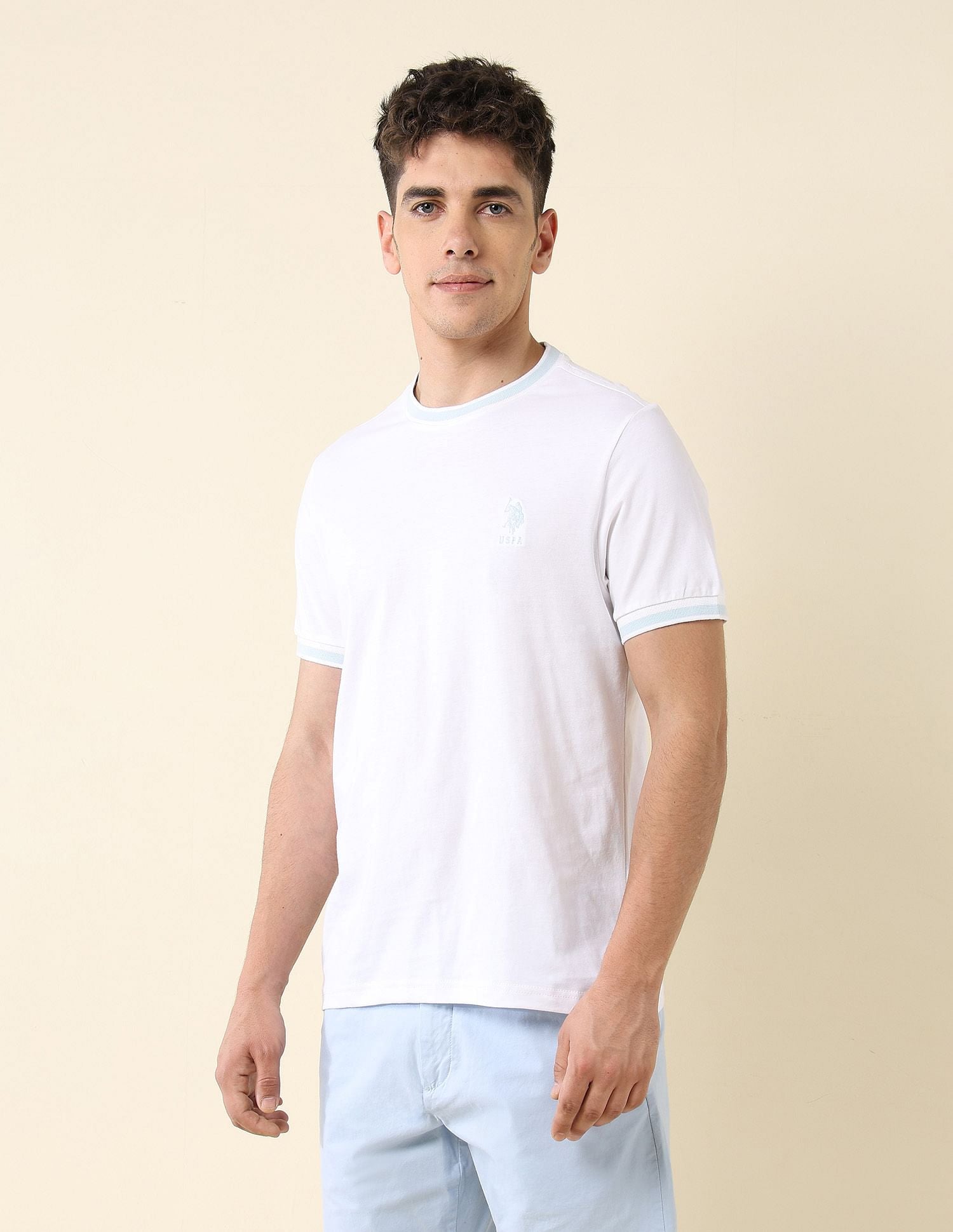 Solid Slim Fit T-Shirt White - U.S. Polo Assn. India | Large