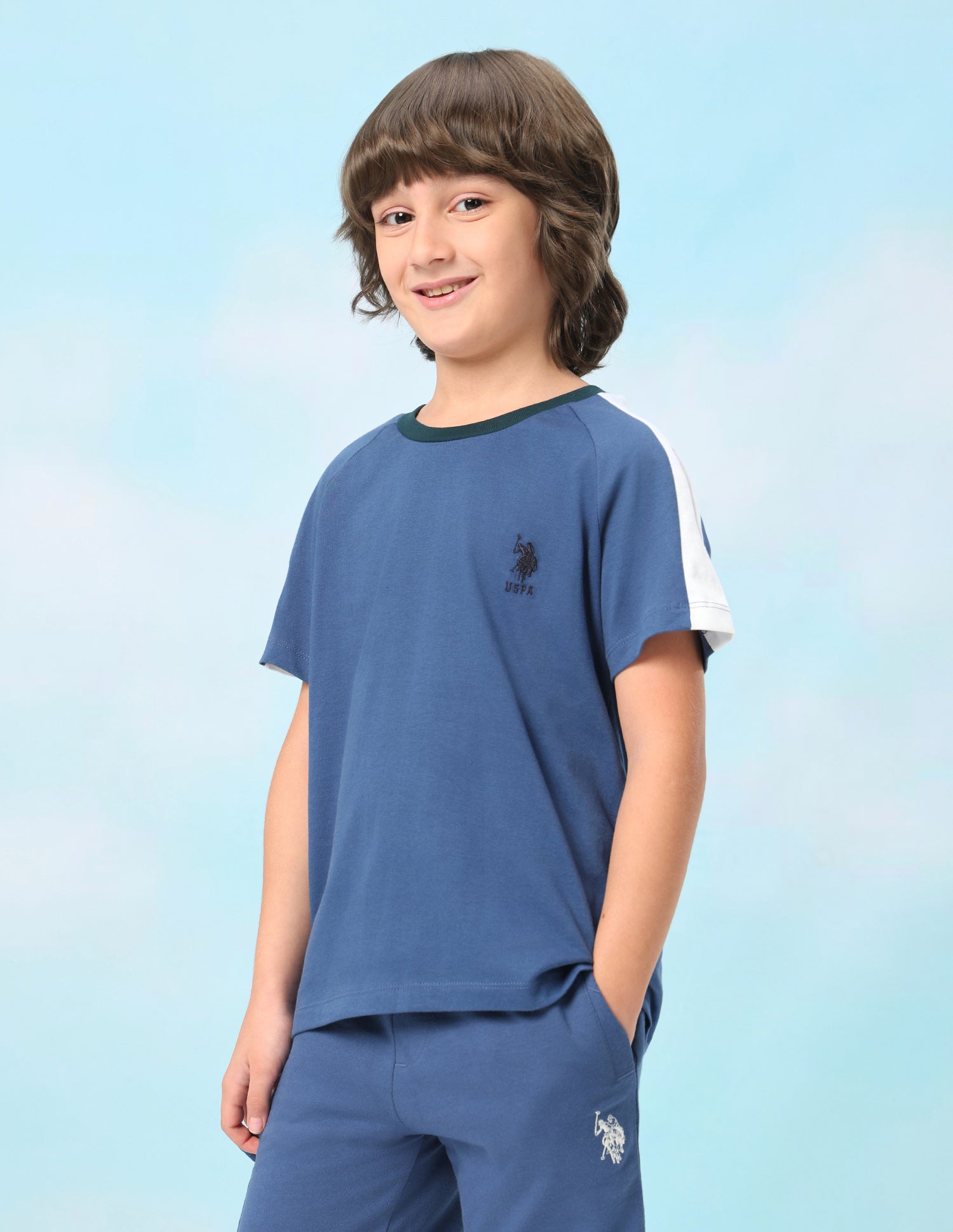 Solid Regular Fit T-Shirt Blue - U.S. Polo Assn. India | Large