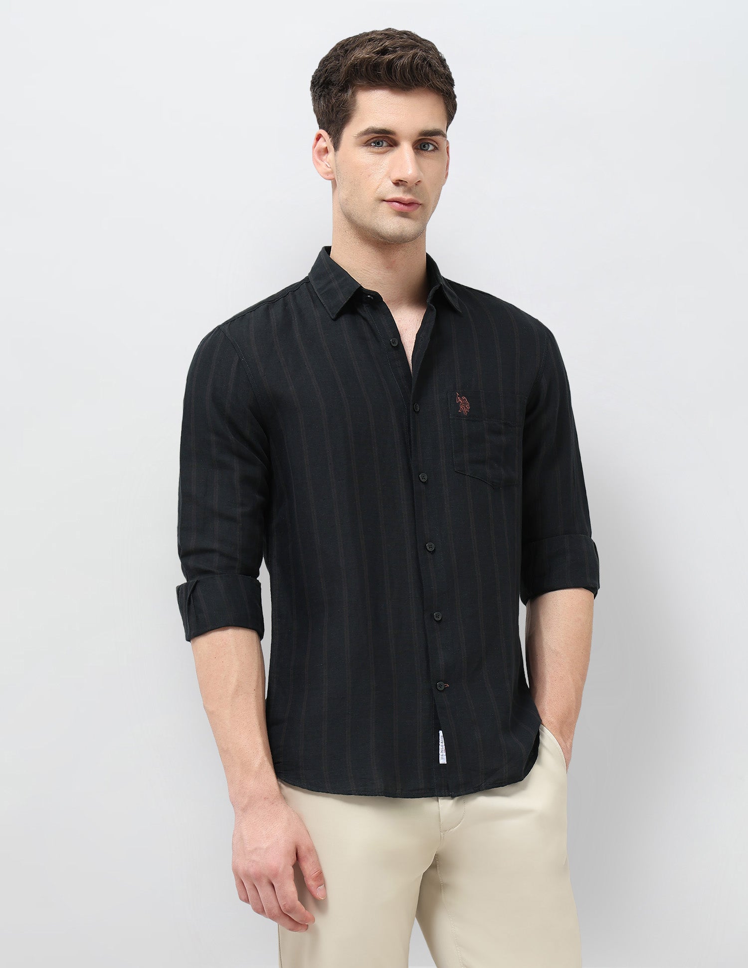 Vertical Striped Tailored Fit Shirt Black - U.S. POLO ASSN. | Large