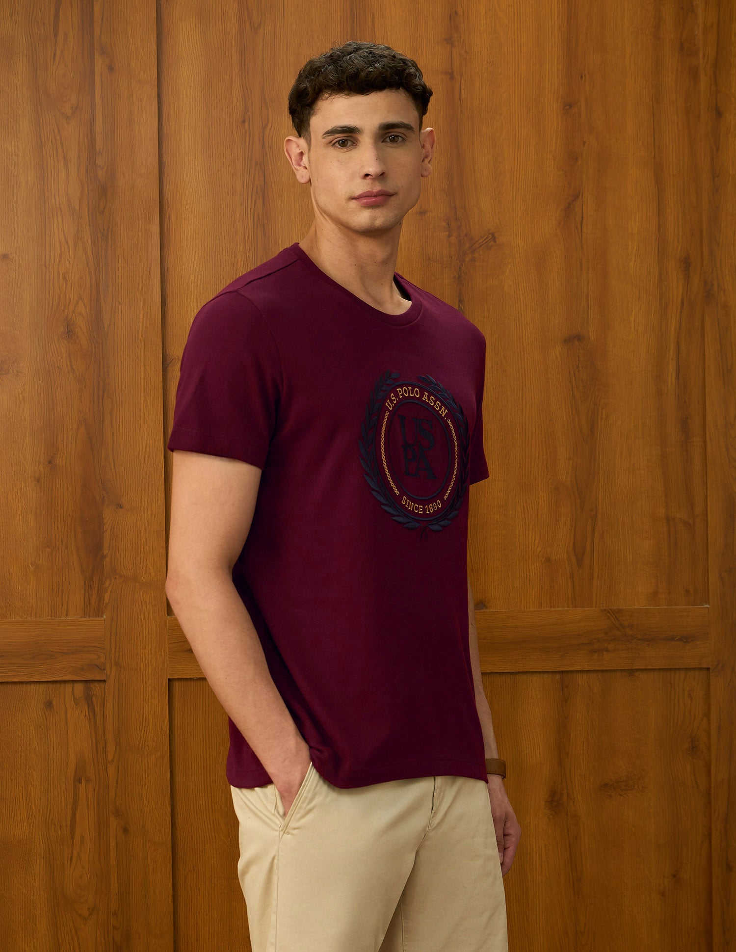 Brand Embroidered Varsity Theatre T-Shirt Maroon - U.S. POLO ASSN. | Large