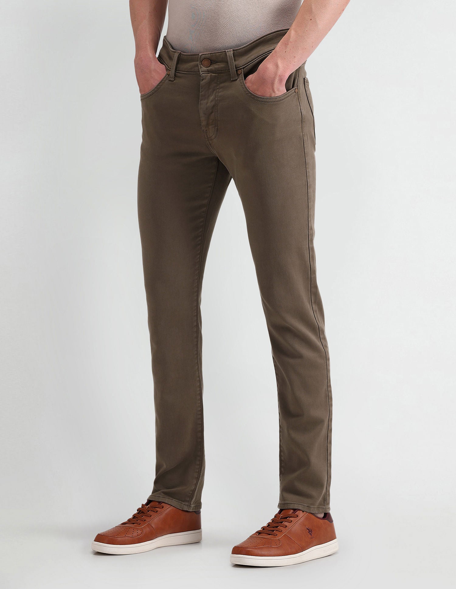 Slim Tapered Fit Brown Jeans Light-Brown - U.S. POLO ASSN. | Large