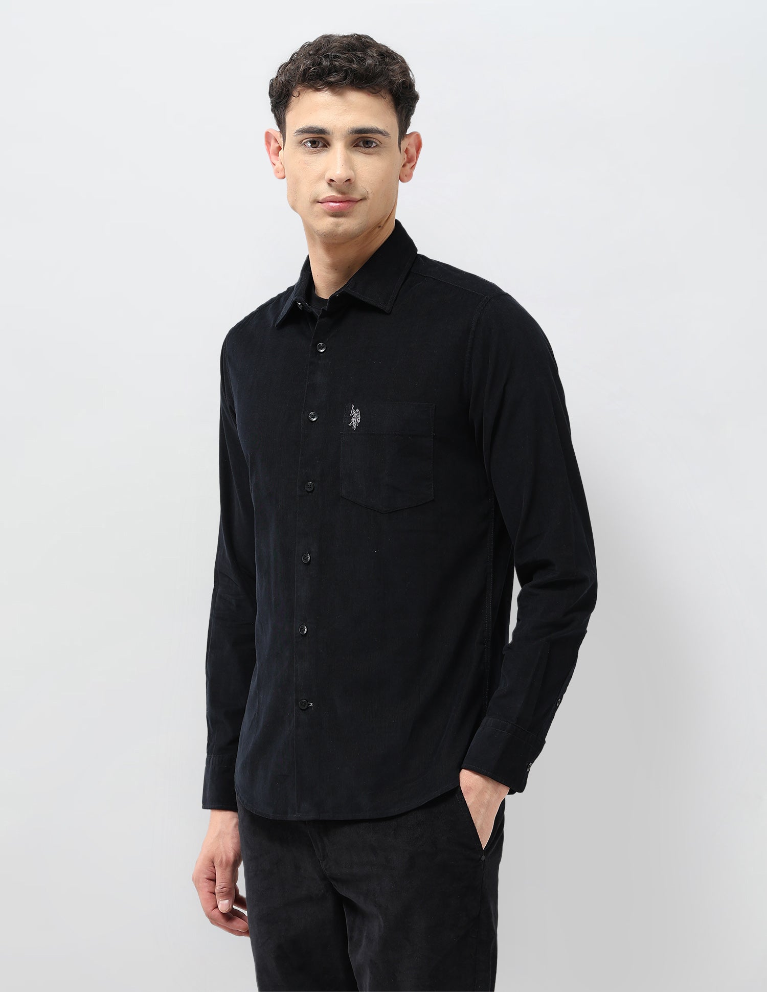 Corduroy Tailored Fit Shirt Black - U.S. POLO ASSN. | Large