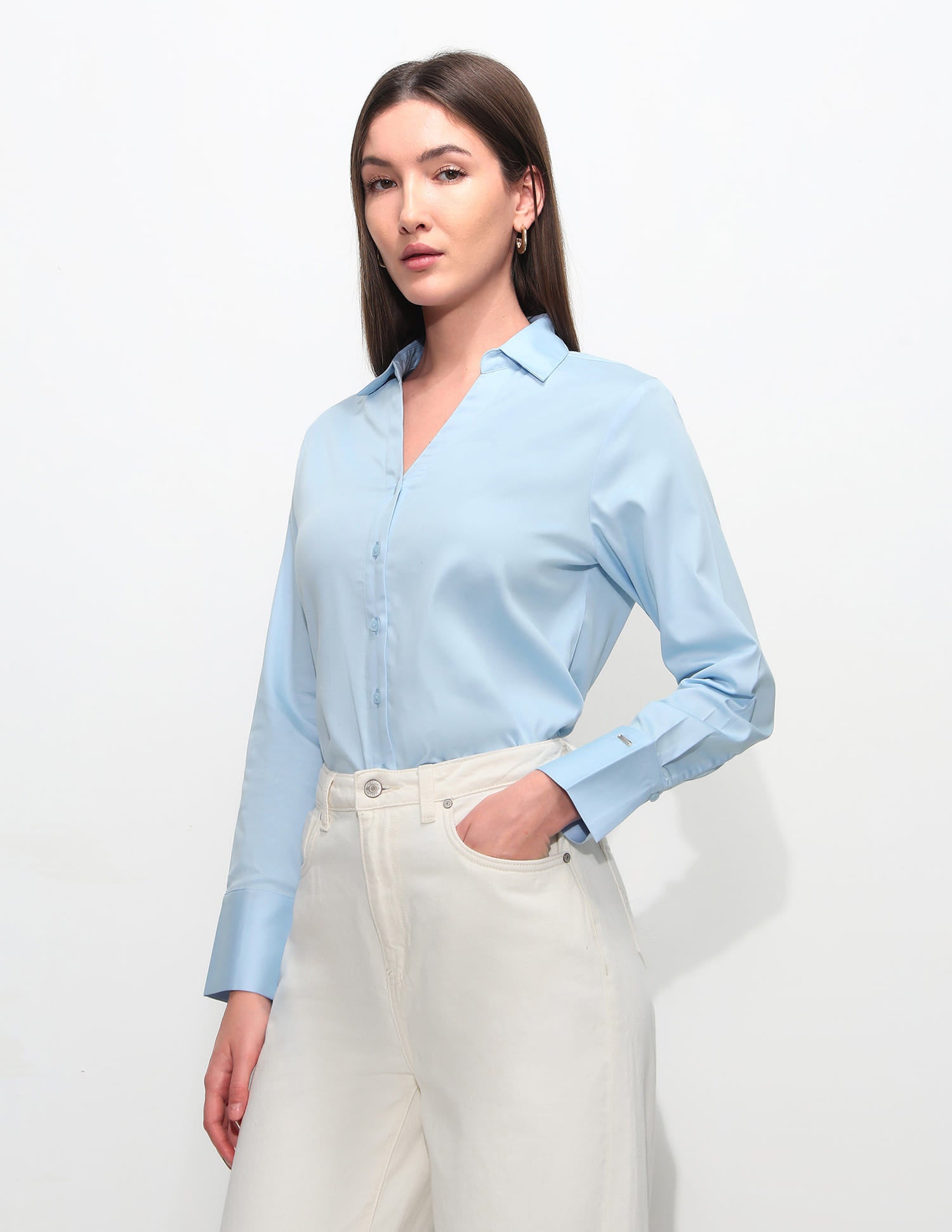 Regular Fit Solid Shirt Light Blue - U.S. Polo Assn. India | Large