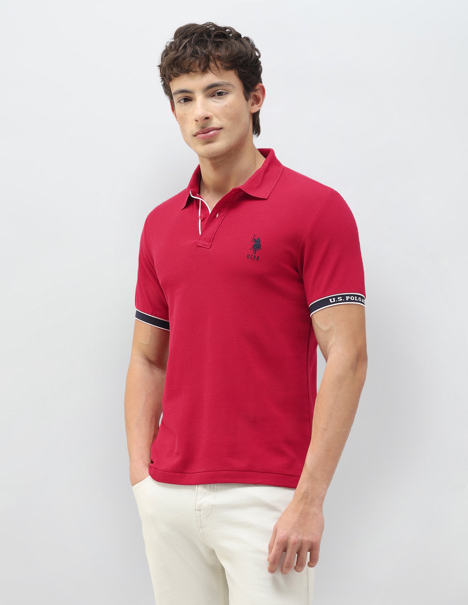New Port Marina Solid Polo Shirt Red - U.S. Polo Assn. India | Large
