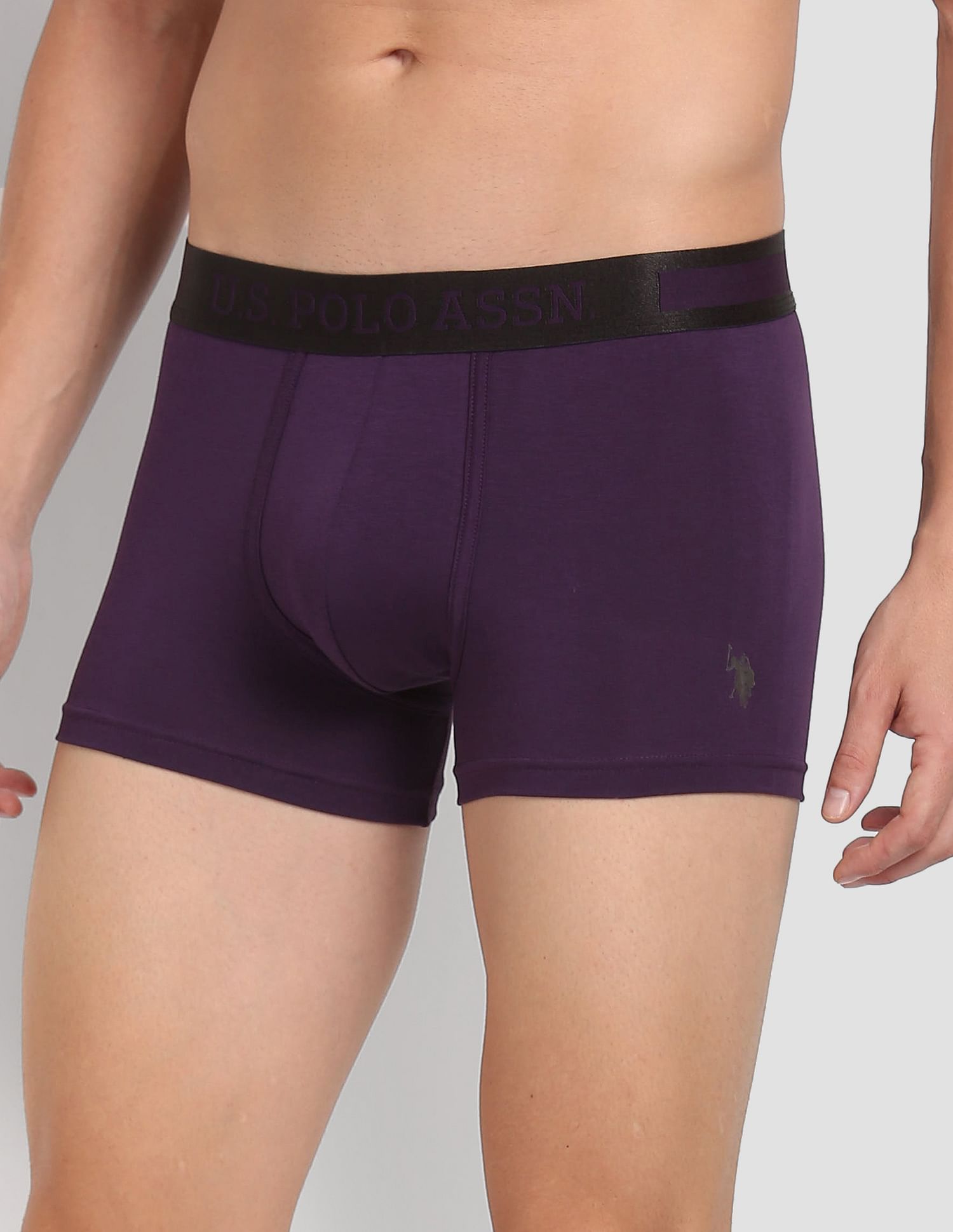 Mid Rise Solid PT001 Premium Trunks - Pack Of 1 Black Berry - U.S. POLO ASSN. | Large
