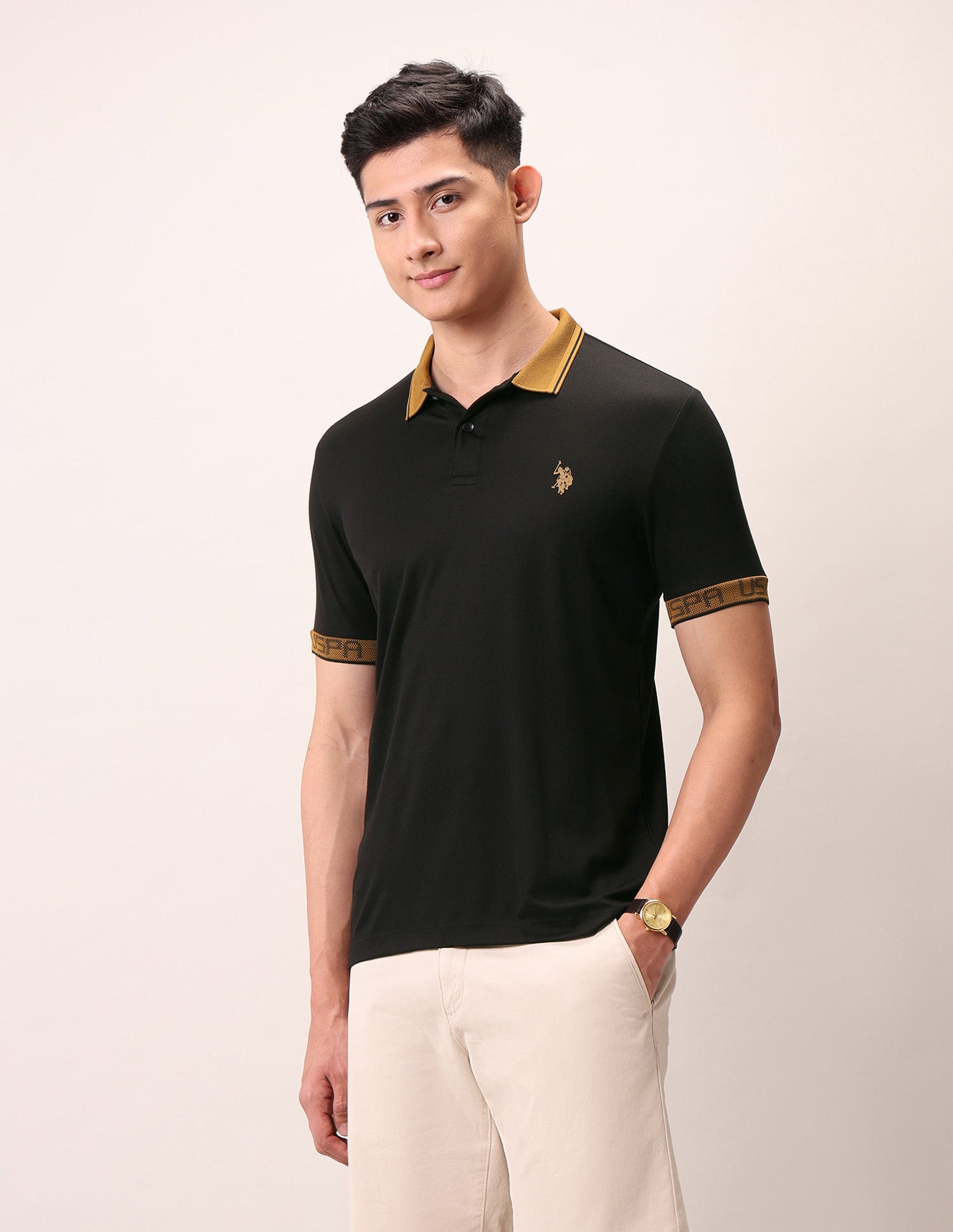 Muscle Fit Outdoor Polo Shirt Black - U.S. Polo Assn. India | Large