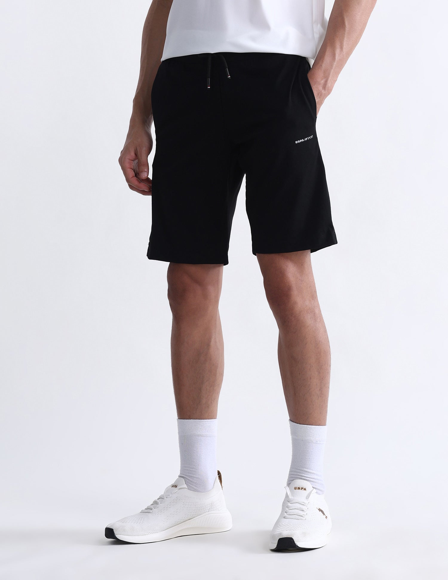 Solid Slim Fit Active Shorts Black - U.S. Polo Assn. India | Large