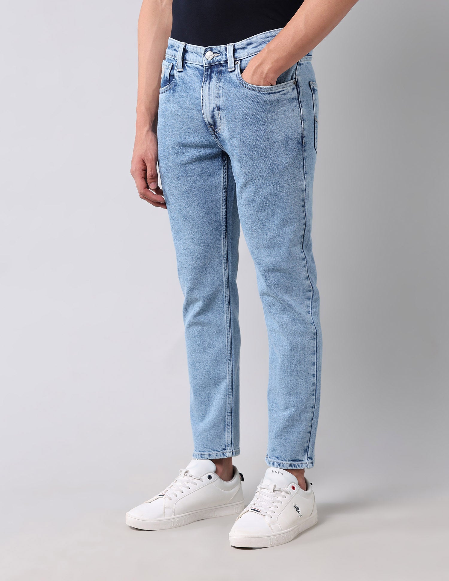 Cole Comfort Cropped Fit Blue Jeans Blue - U.S. Polo Assn. India | Large