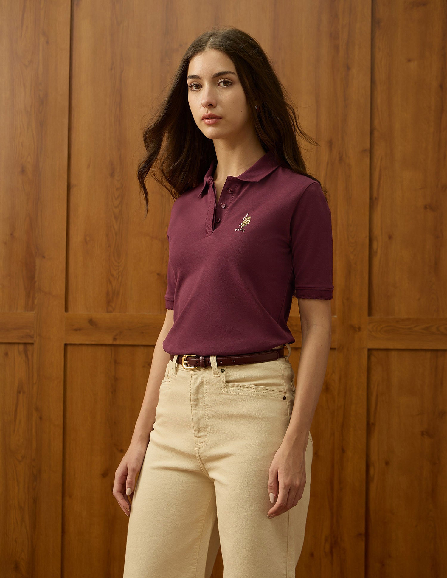 Regular Fit Solid Polo Shirt Wine - U.S. POLO ASSN. | Large