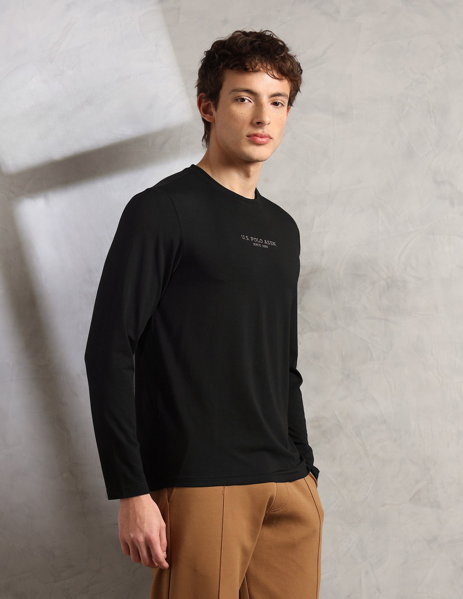Brethable Full Sleeve PE006-PL Lounge T-Shirt - Pack Of 1 Black - U.S. Polo Assn. India | Large