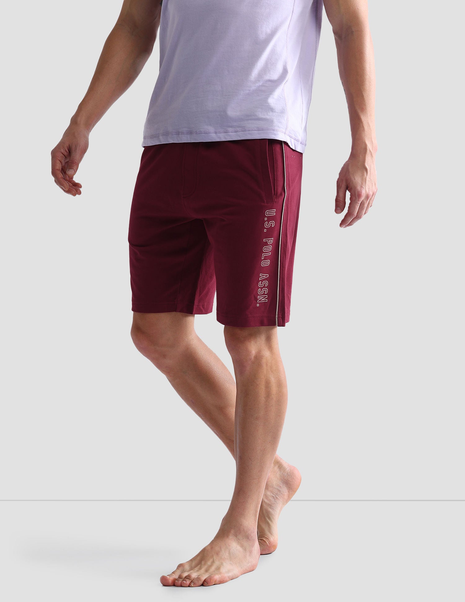 Mid Rise Contrast Piping OES05 Shorts - Pack Of 1 Maroon - U.S. POLO ASSN. | Large