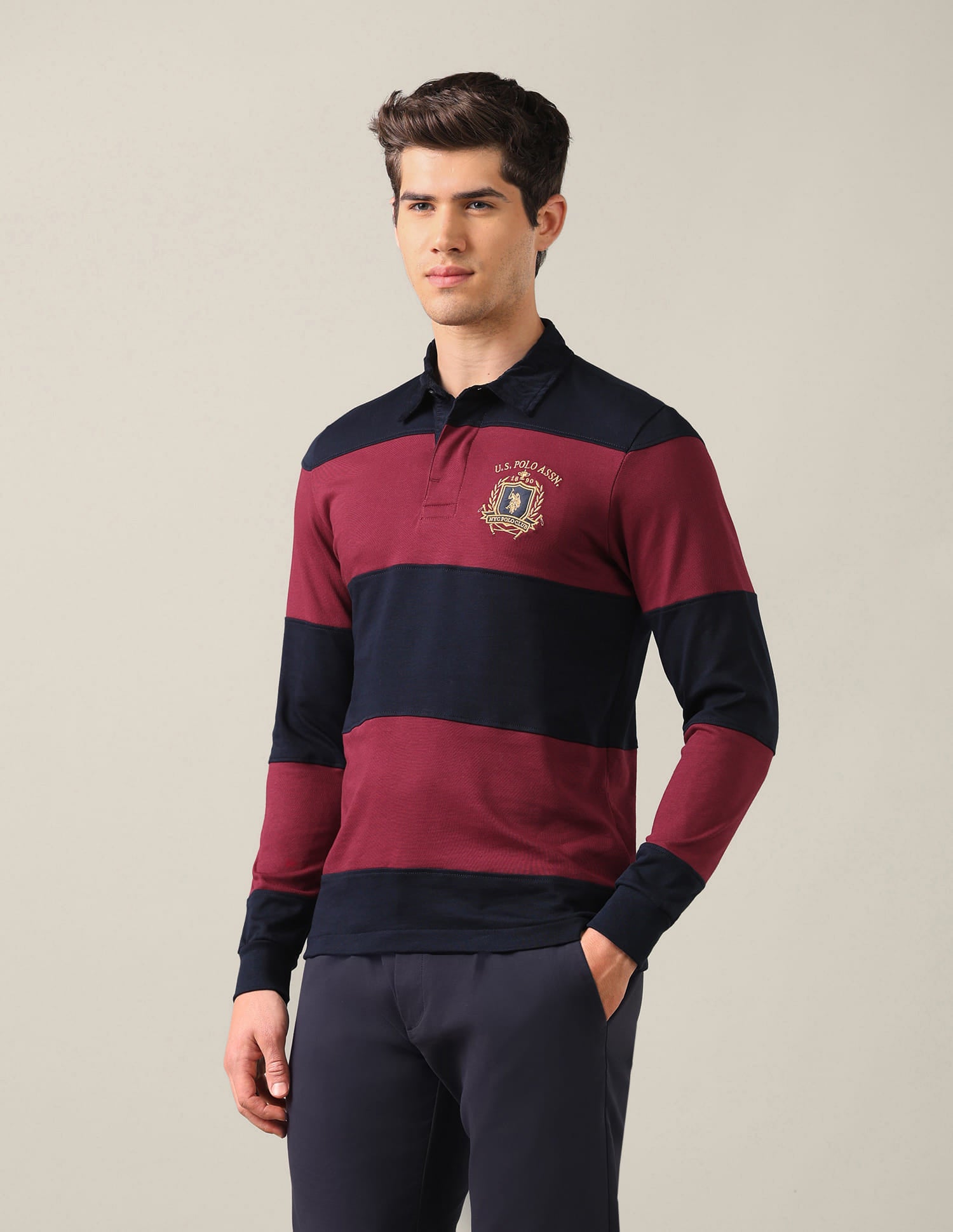 Horizontal Striped Slim Fit Polo Shirt Red - U.S. Polo Assn. India | Large