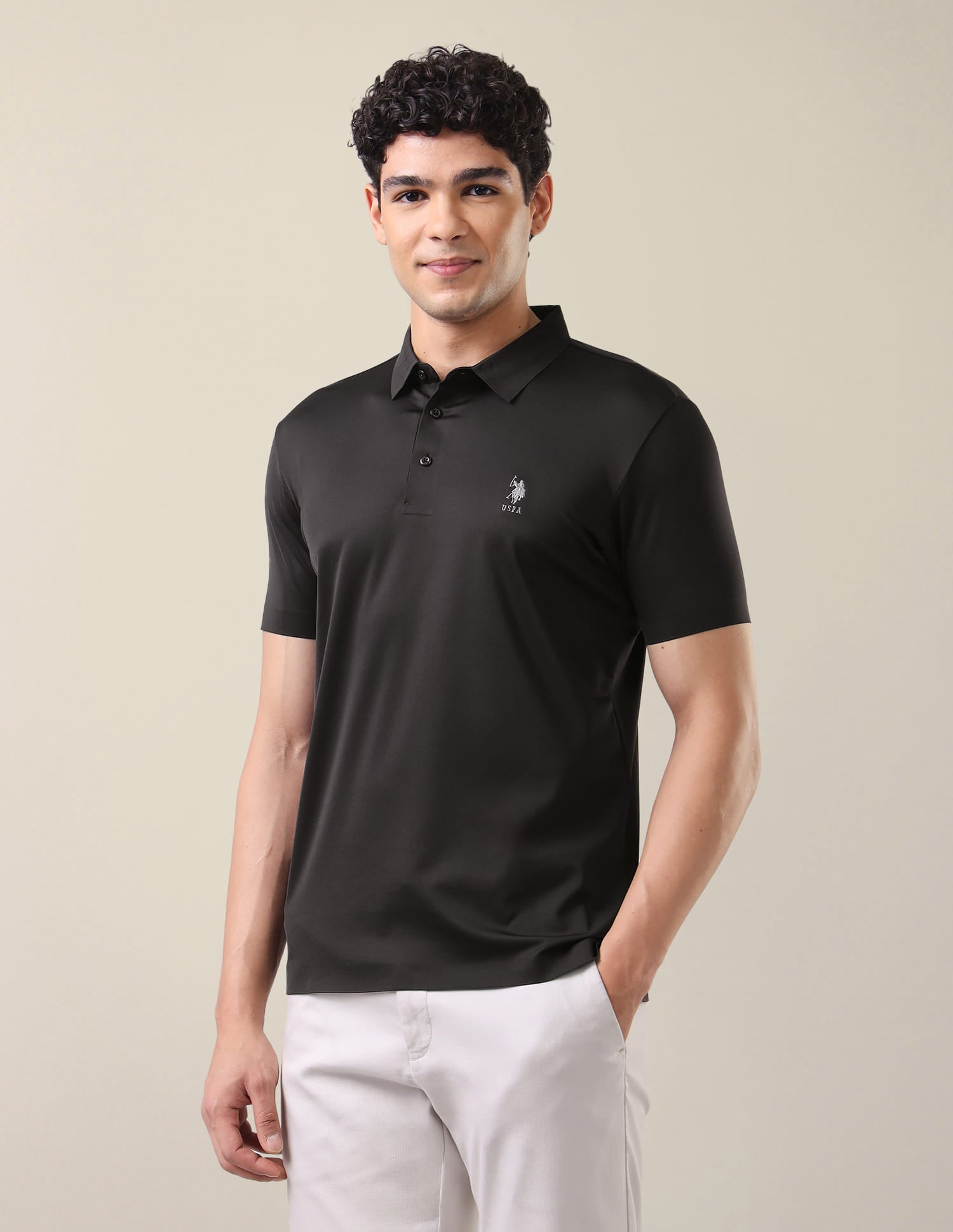 Solid Slim Fit Polo Shirt Dark Brown - U.S. Polo Assn. India | Large
