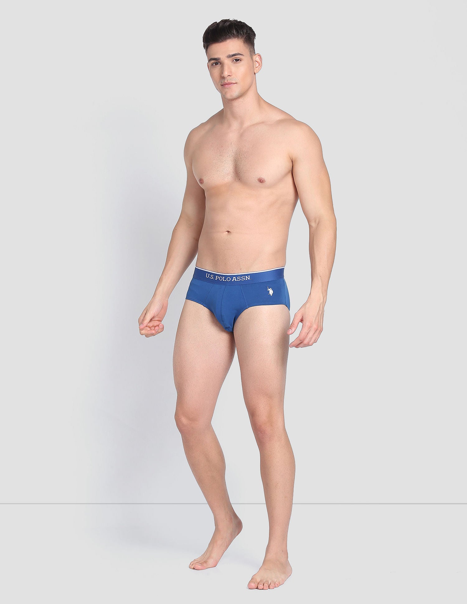 Elasticized Waist Solid EB004 Briefs  - Pack Of 3 Black, Blue and Navy - U.S. POLO ASSN. | Large