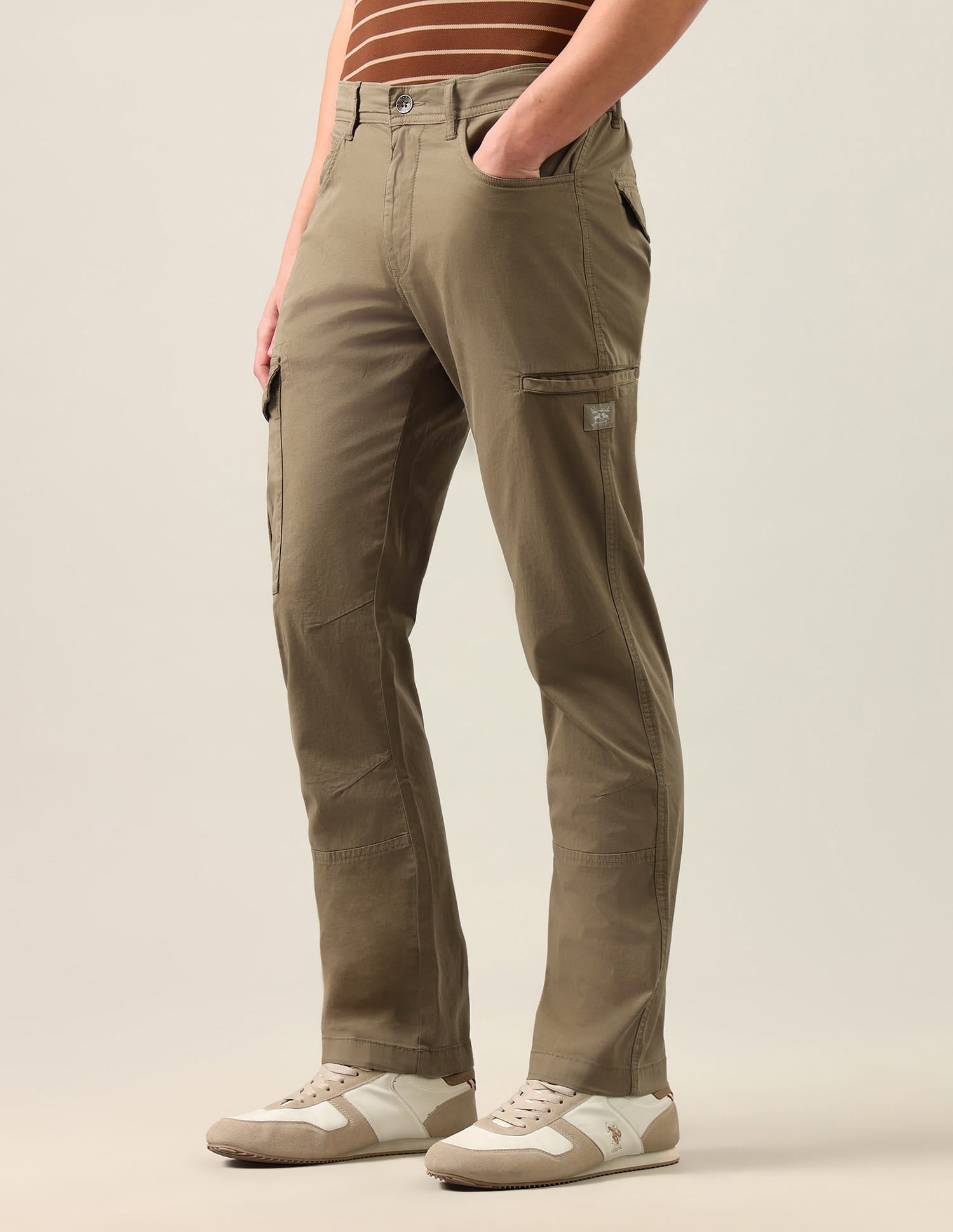 Harold Slim Straight Fit Twill Cargos Brown - U.S. Polo Assn. India | Large