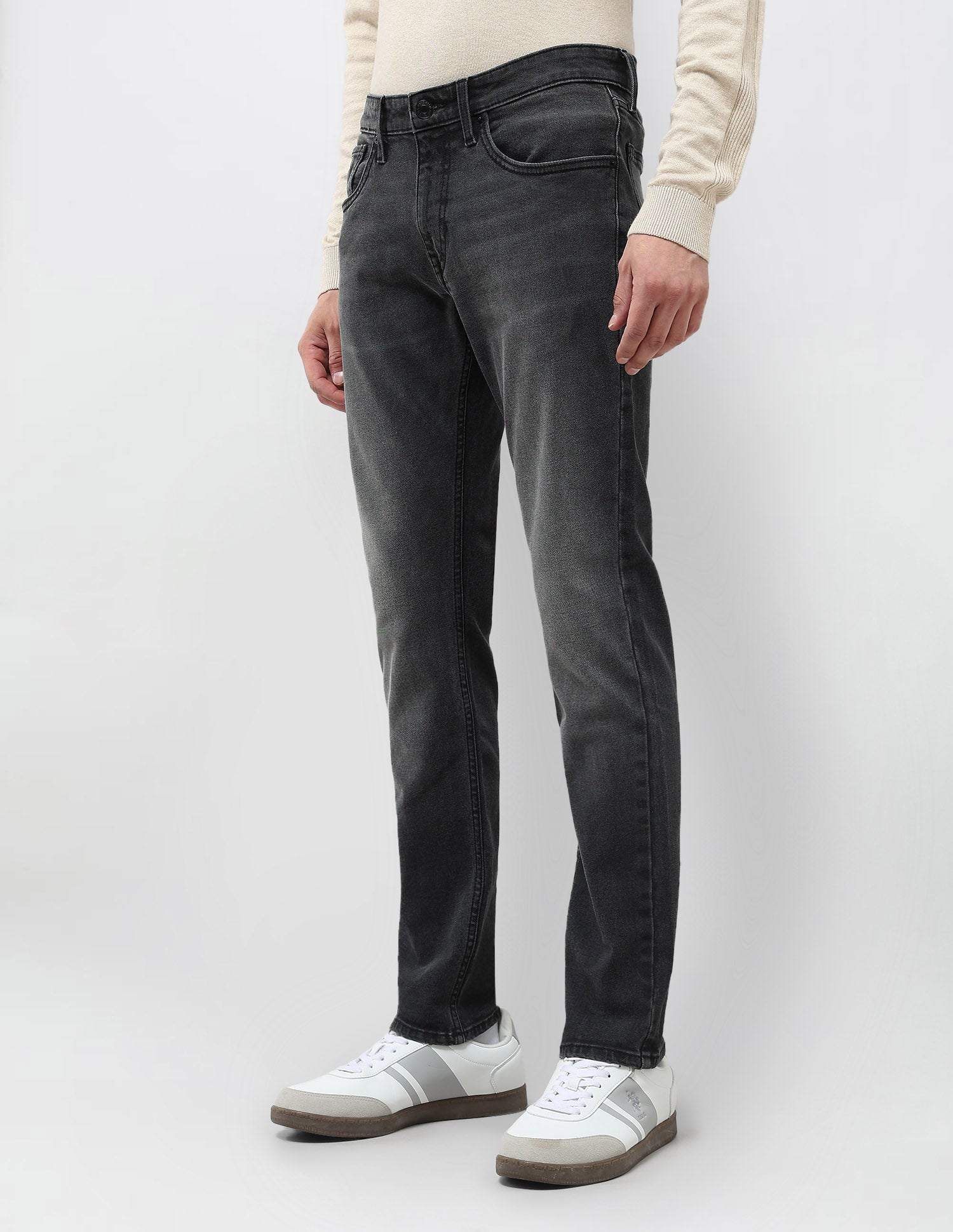 Brandon Slim Tapered Fit Whiskered Jeans Black - U.S. POLO ASSN. | Large