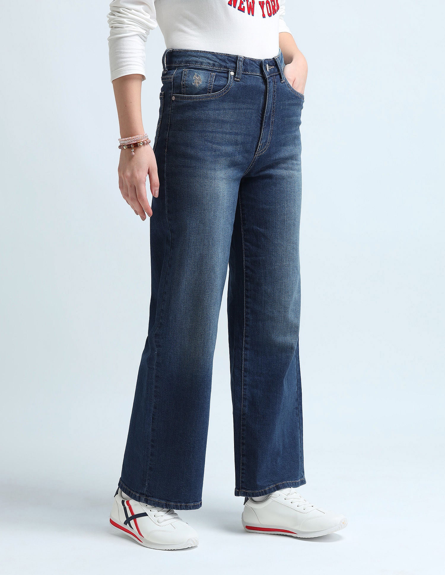 Wide Leg Fit Blue Jeans Blue - U.S. POLO ASSN. | Large