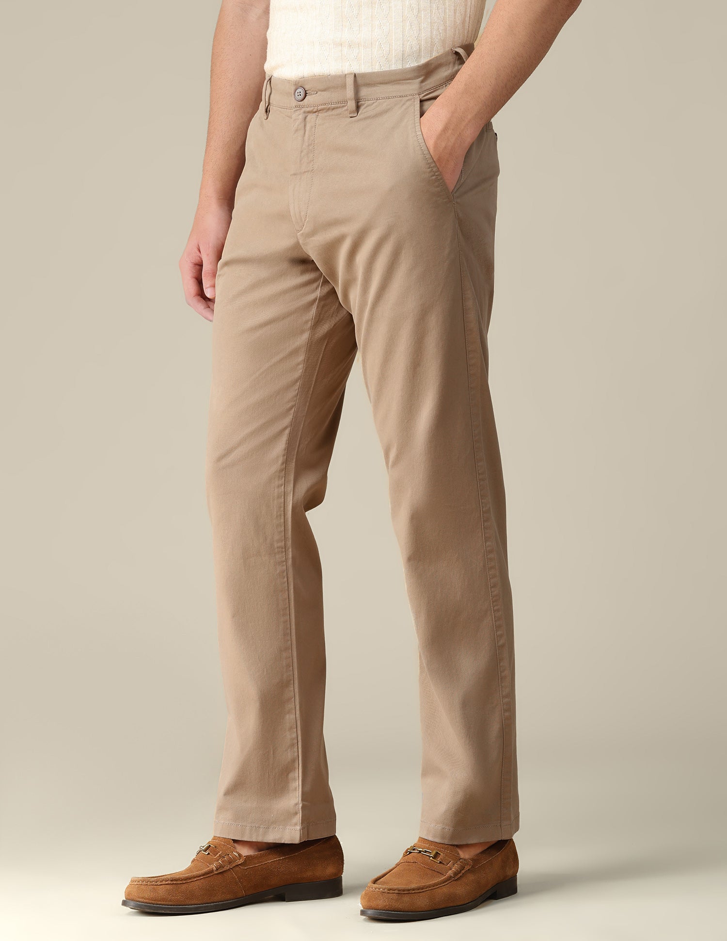 Riley straight fit Twill Trousers Tan - U.S. Polo Assn. India | Large