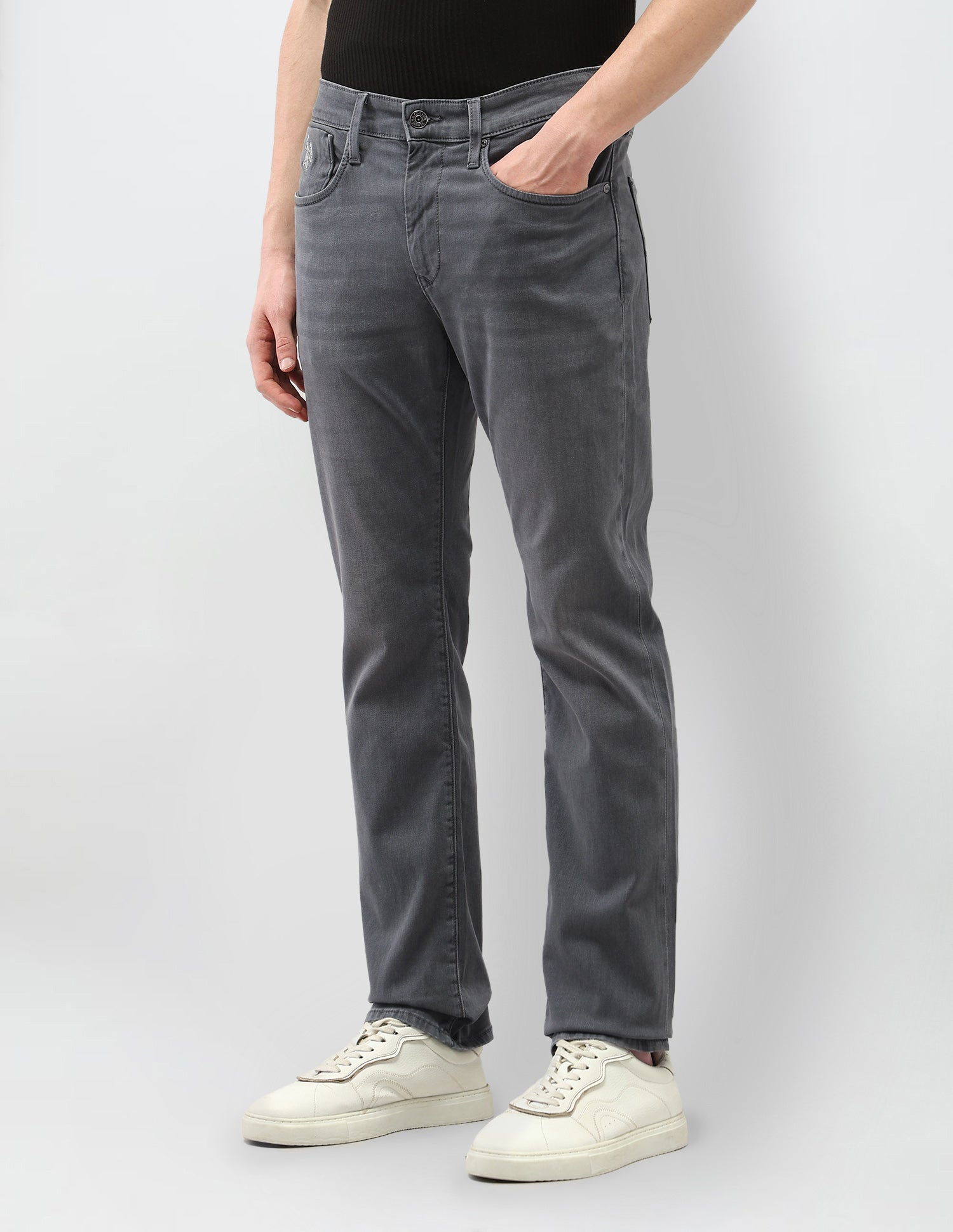 Whiskered Harold Slim Straight Fit Jeans Grey - U.S. Polo Assn. India | Large