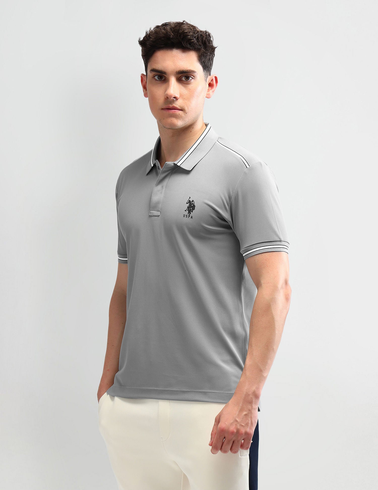 Slim Fit Solid Polo Shirt Dark Grey - U.S. Polo Assn. India | Large