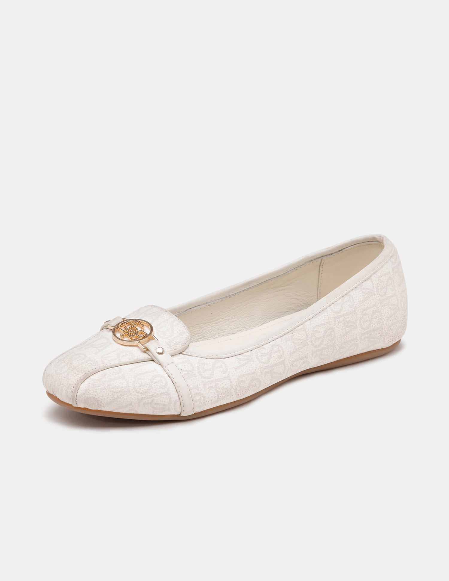 Women Alina 3.0 Round Toe Monogram Ballerinas White - U.S. Polo Assn. India | Large