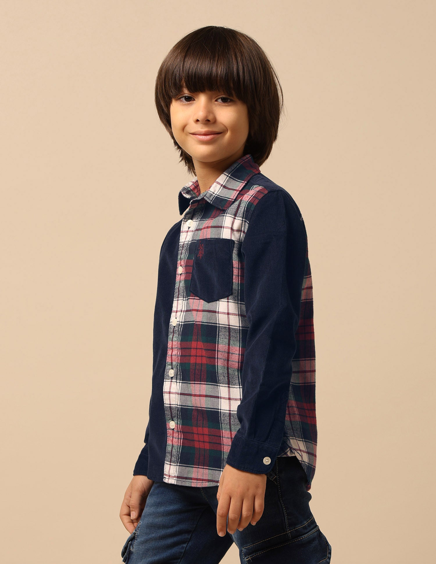 Boys Tartan Checked Twill Shirt Navy - U.S. POLO ASSN. | Large