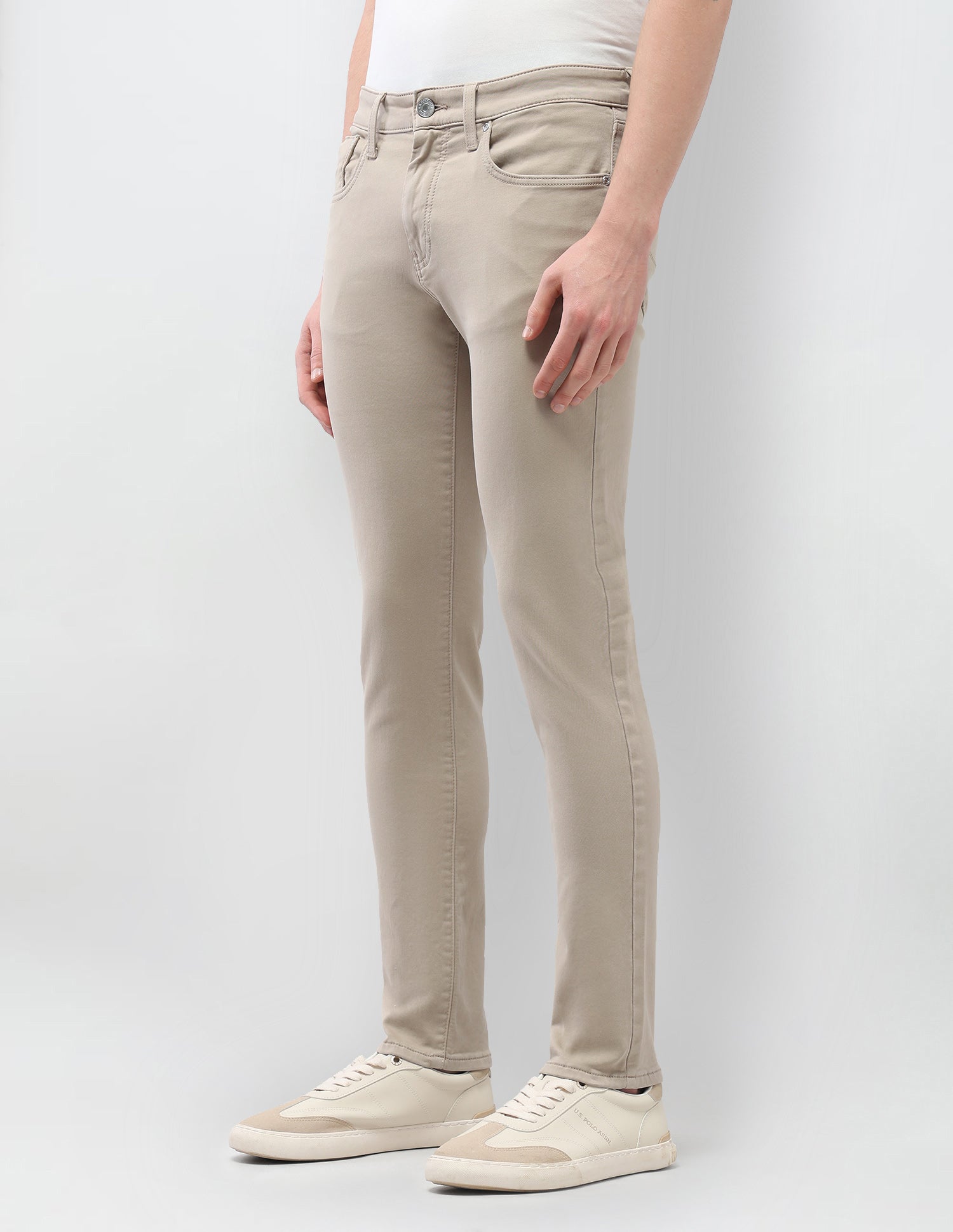 Brandon Slim Tapered Fit Beige Jeans Stone - U.S. Polo Assn. India | Large