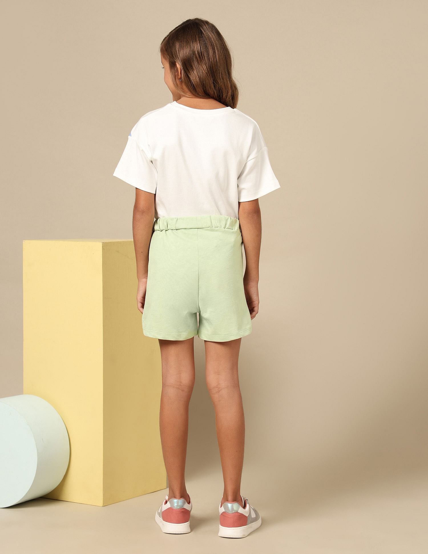 Girls Solid Regular Fit Shorts Light Green - U.S. POLO ASSN. | Large