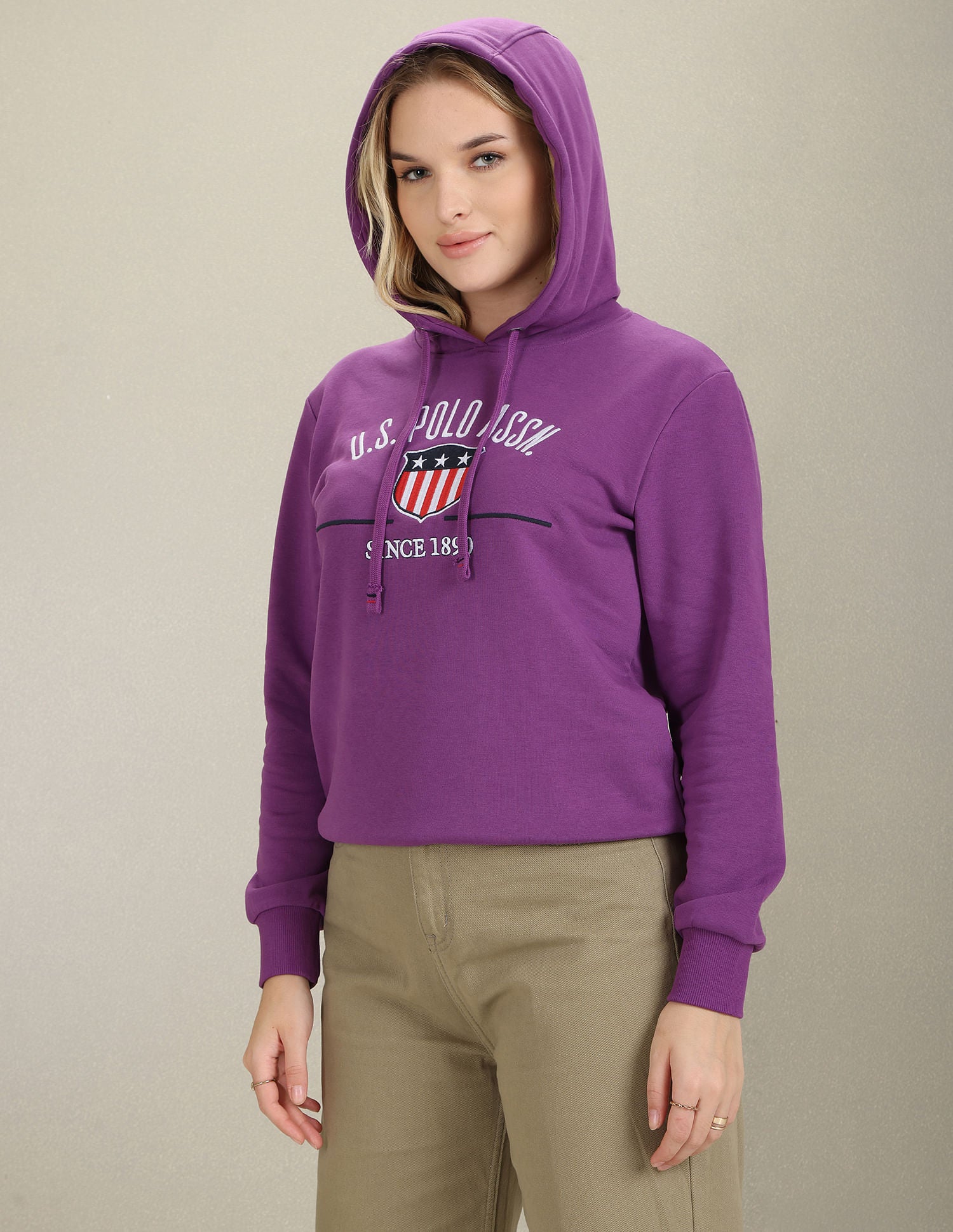 Brand Embroidered Hooded Sweatshirt Purple - U.S. POLO ASSN. | Large