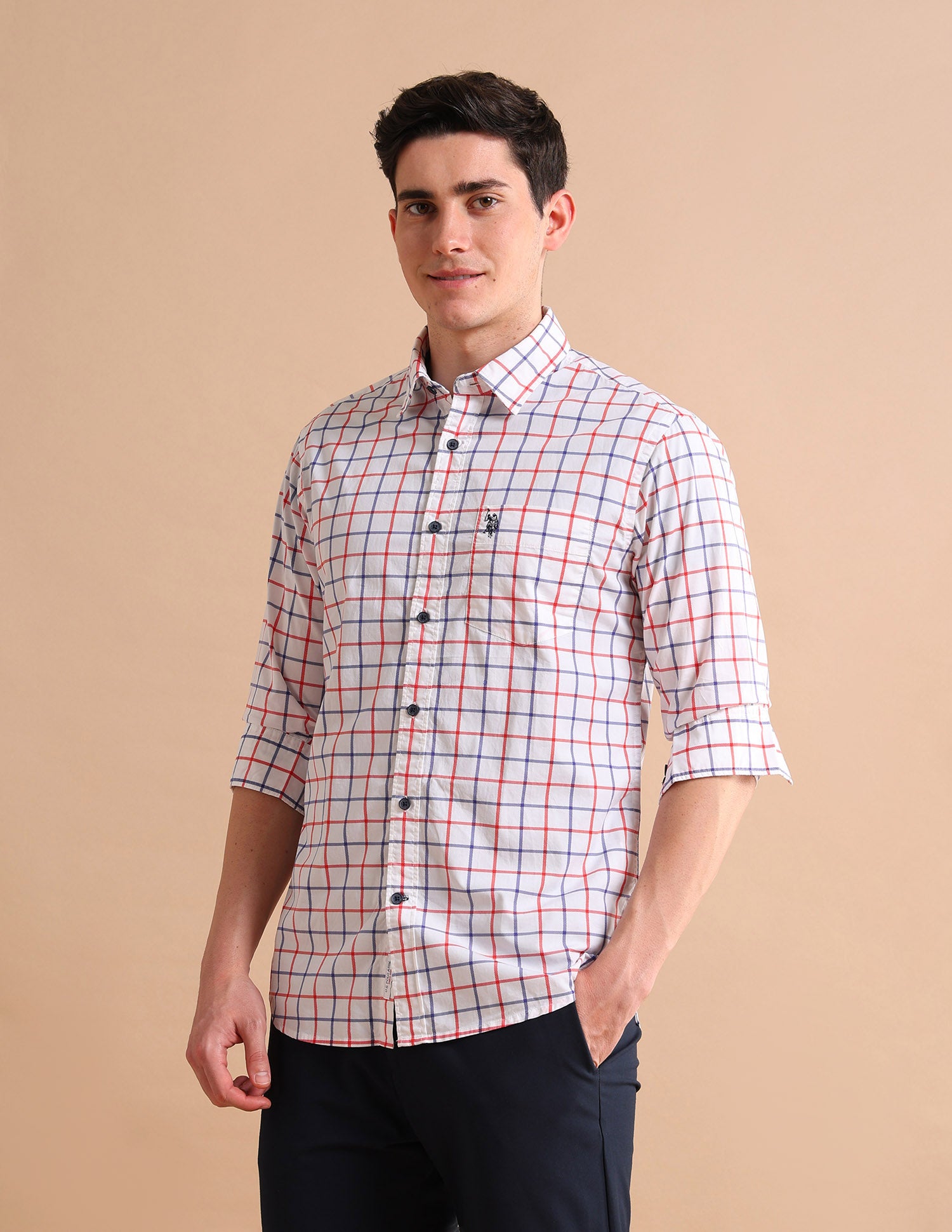 Grid Twill Shirt White - U.S. POLO ASSN. | Large