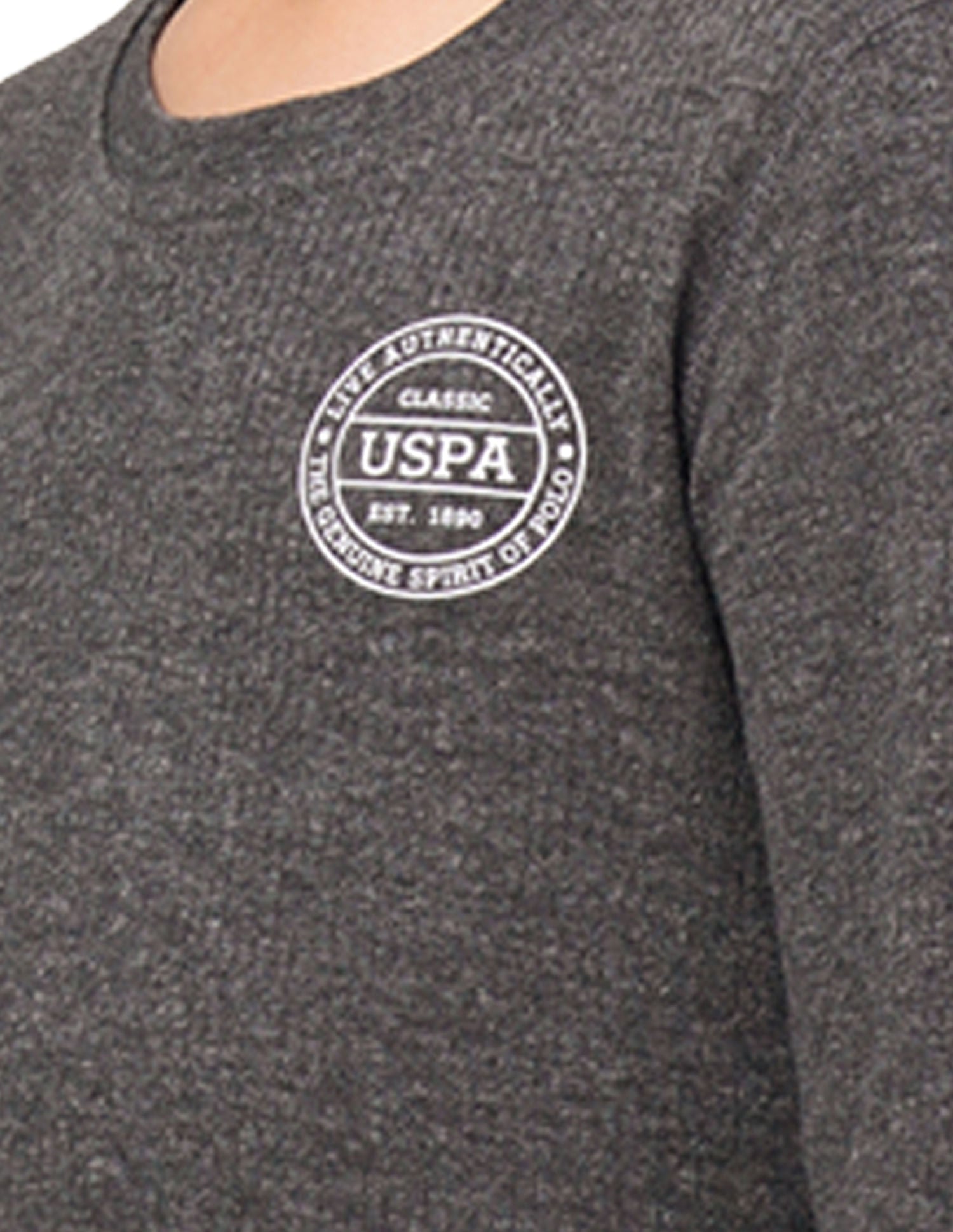 Tri Blend Crew Neck IKWA Thermal T-Shirt - Pack Of 1 Dark Grey - U.S. POLO ASSN. | Large
