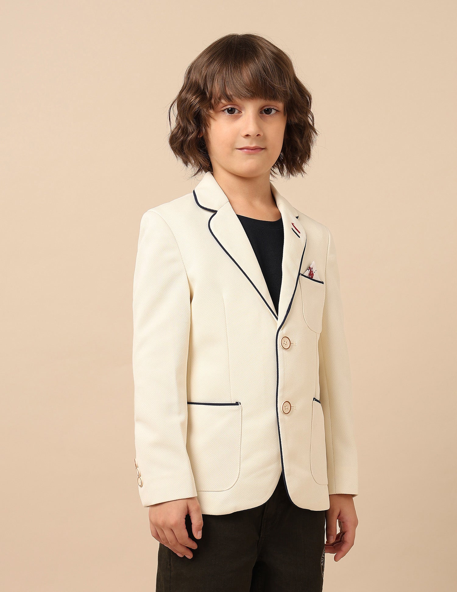 Boys Smart Casual Regular Fit Blazer Off White - U.S. POLO ASSN. | Large