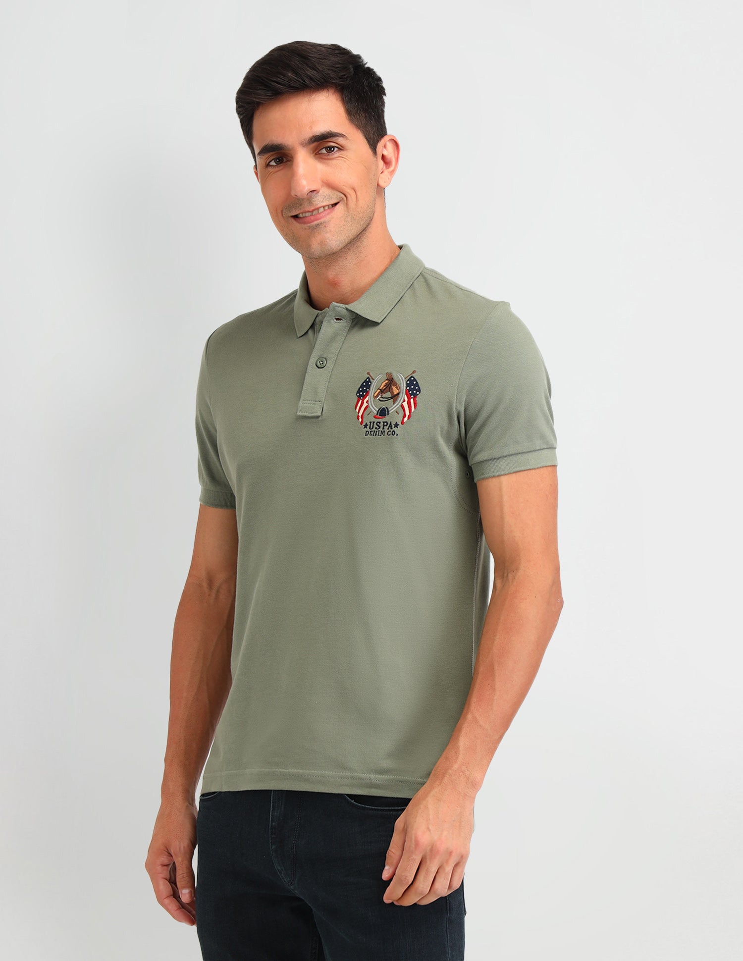 Solid Muscle Fit Polo Shirts Charcoal - U.S. Polo Assn. India | Large