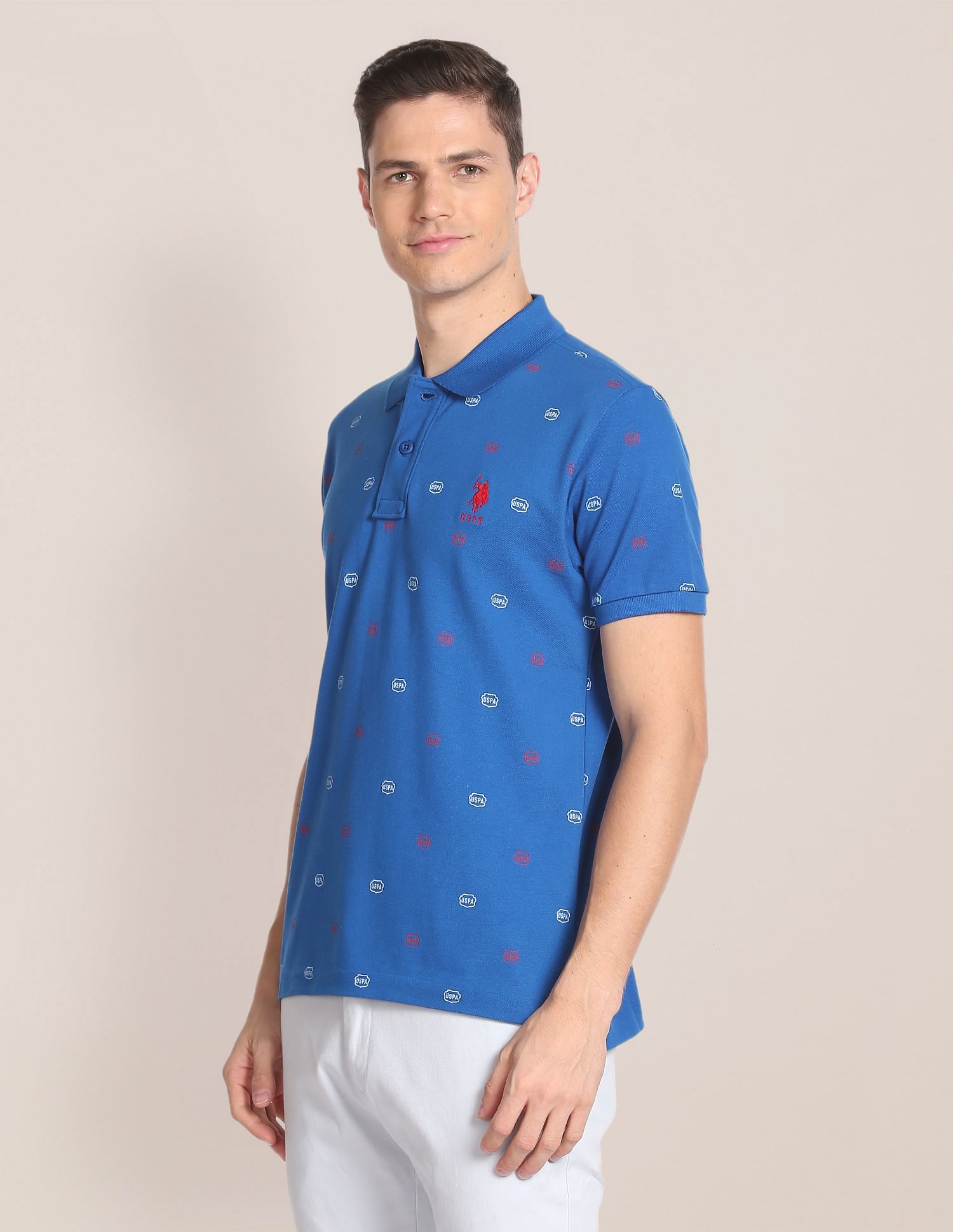 Cotton Slim Fit Polo Shirt Blue - U.S. Polo Assn. India | Large