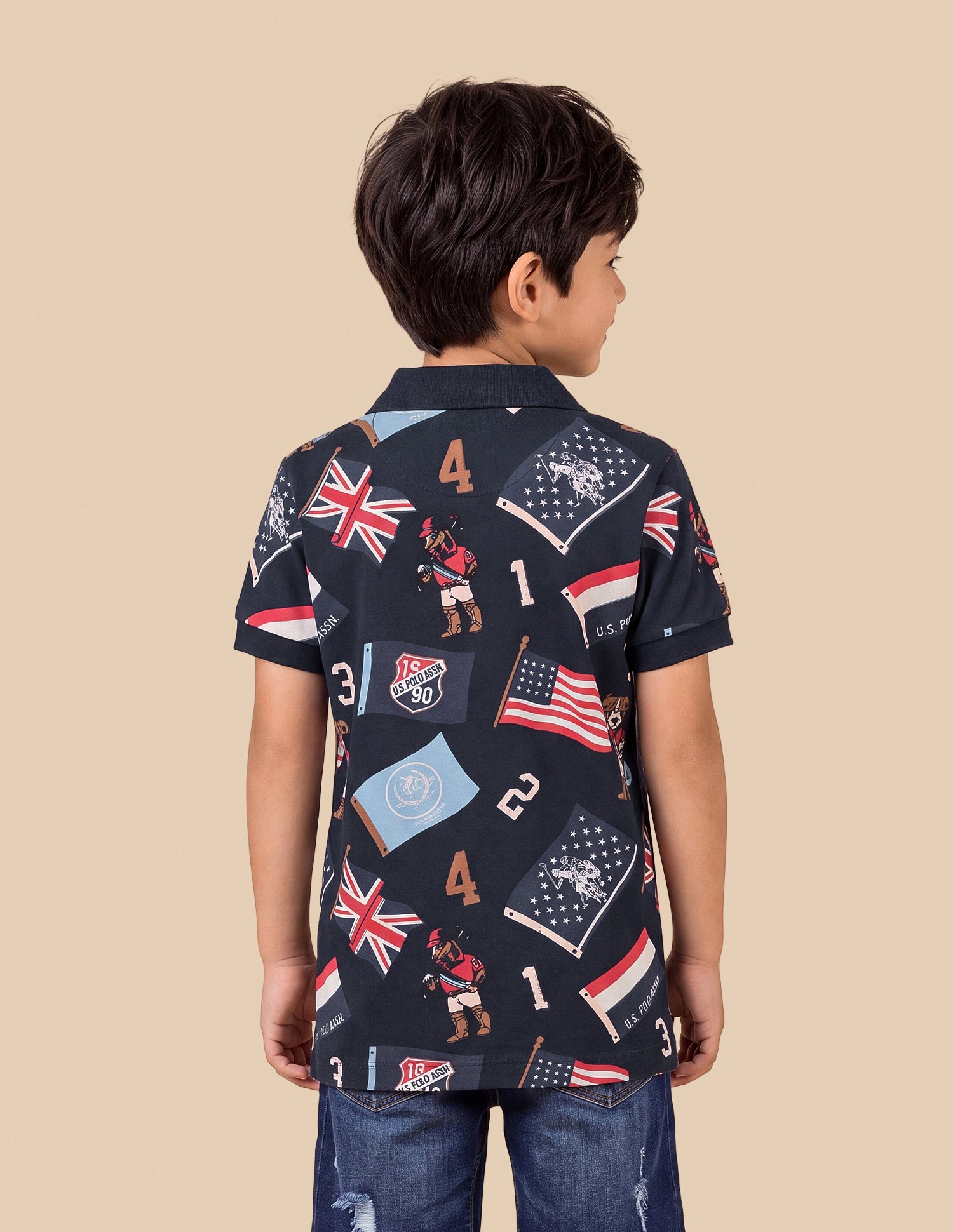 Graphic Brand Printed Regular Fit Polo Shirt Navy - U.S. Polo Assn. India | Large