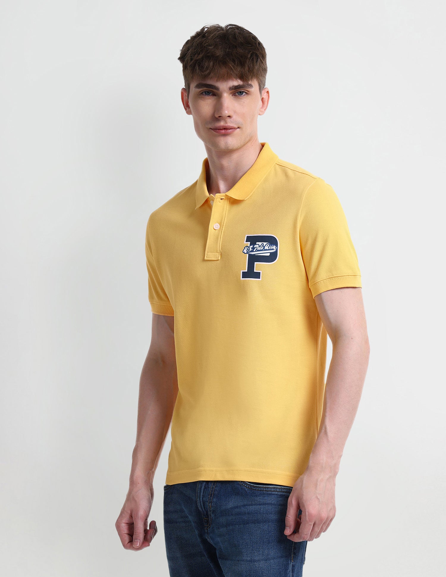 Typography Regular Fit Polo Shirt Yellow - U.S. Polo Assn. India | Large