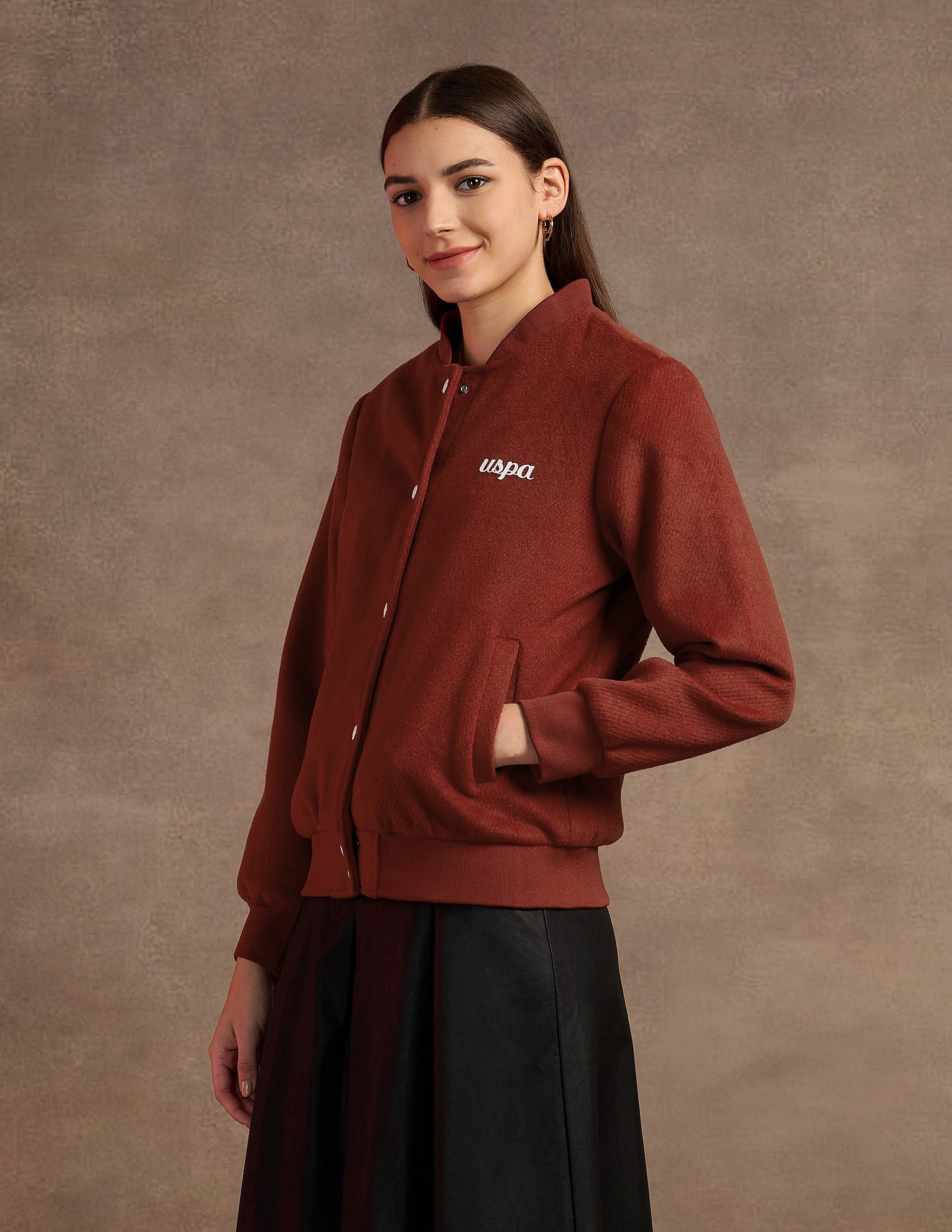 Varsity Collar Regular Jacket Rust - U.S. POLO ASSN. | Large