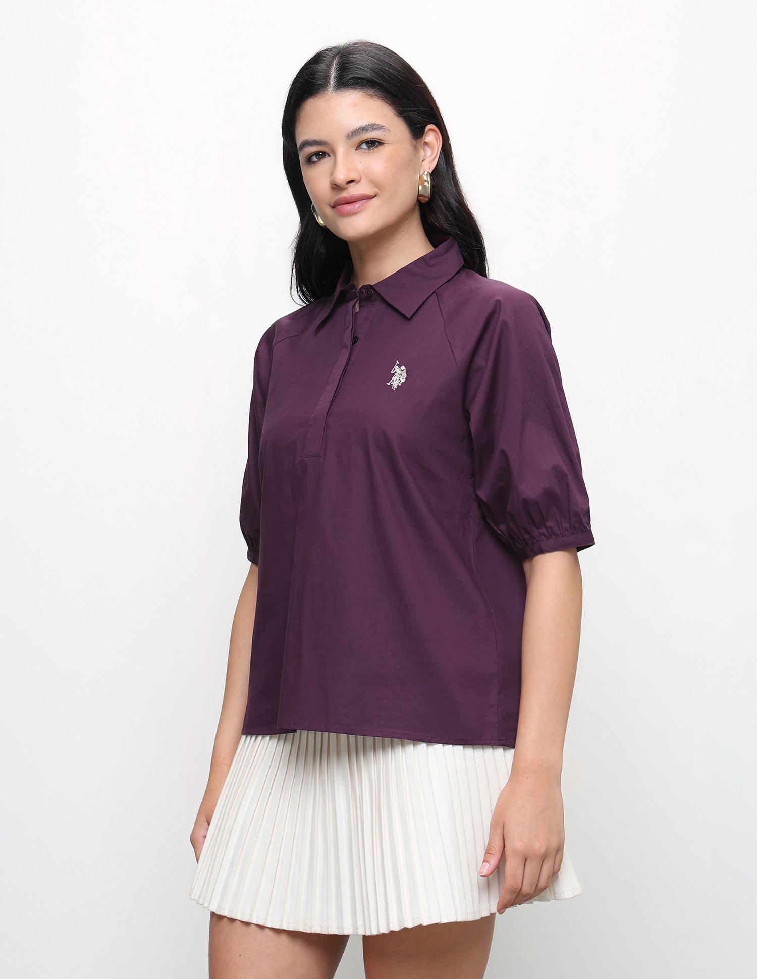 Solid Relaxed Fit Shirt Purple - U.S. Polo Assn. India | Large