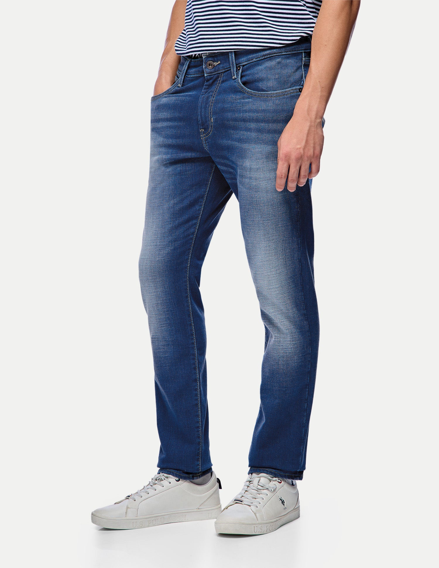 Brandon Slim-Tapered Fit Blue Jeans Mid Blue - U.S. Polo Assn. India | Large