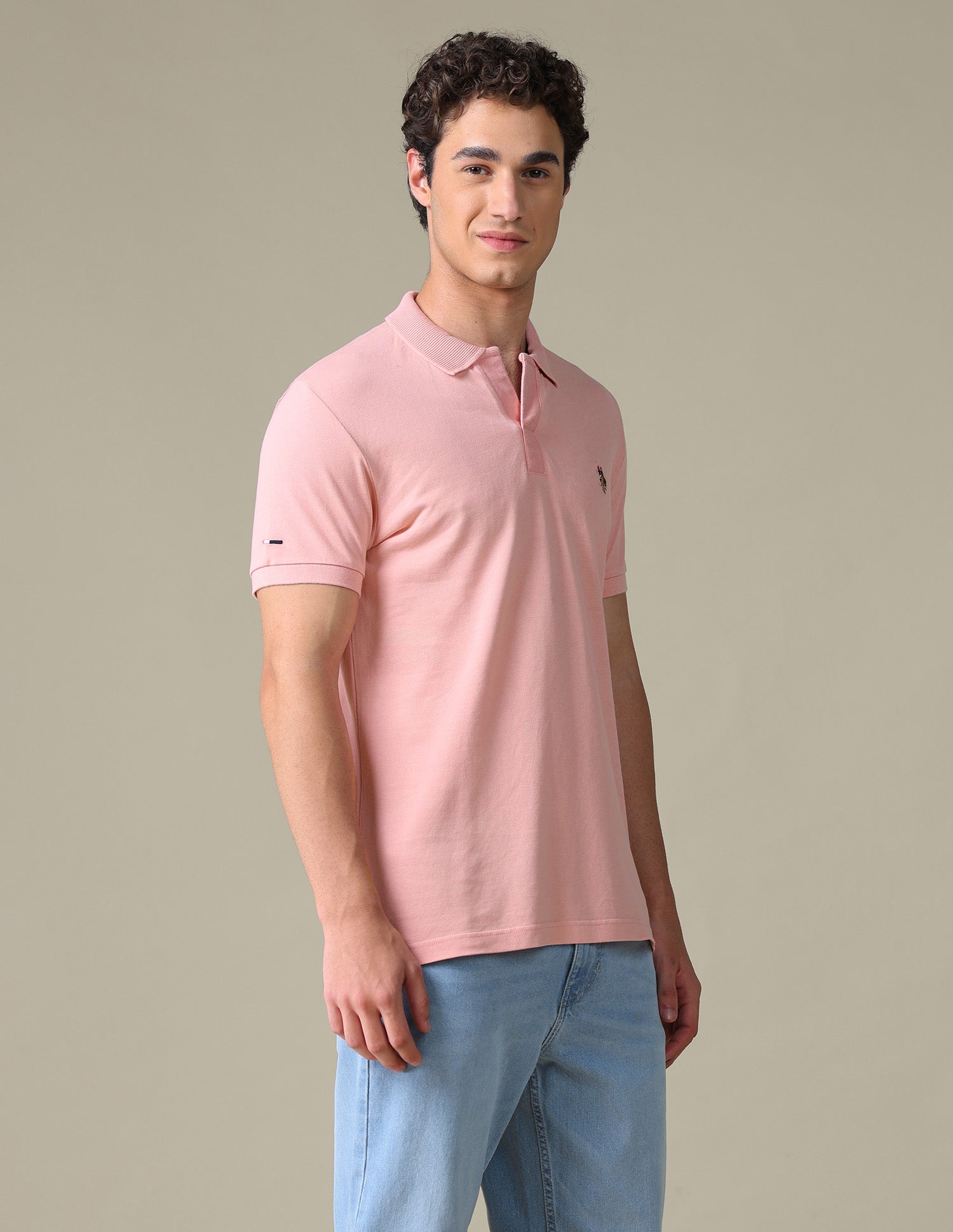 Solid Regular Fit Polo Shirt Light Pink - U.S. Polo Assn. India | Large