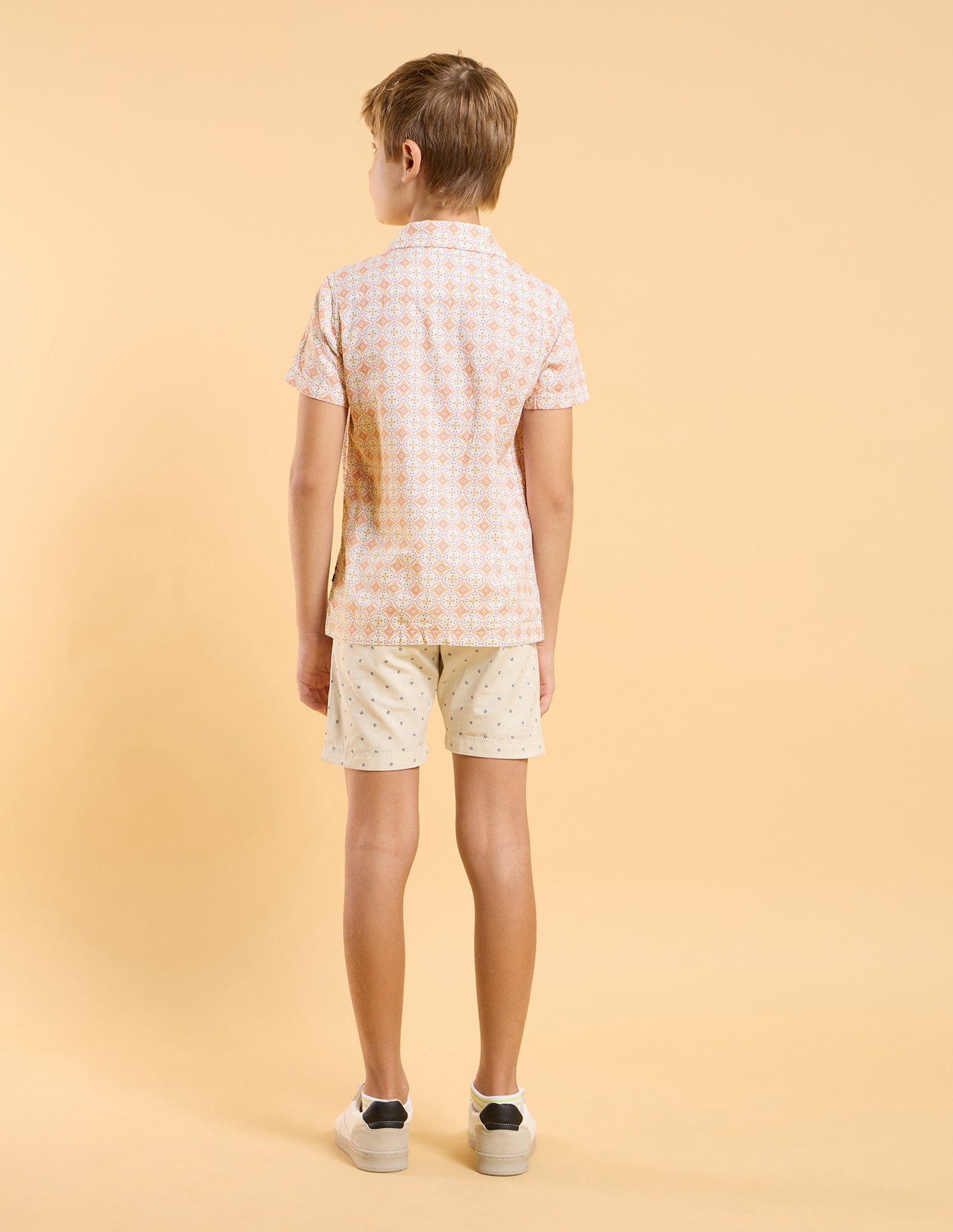 Boys Regular Fit All Over Printed Shirt Beige - U.S. POLO ASSN. | Large