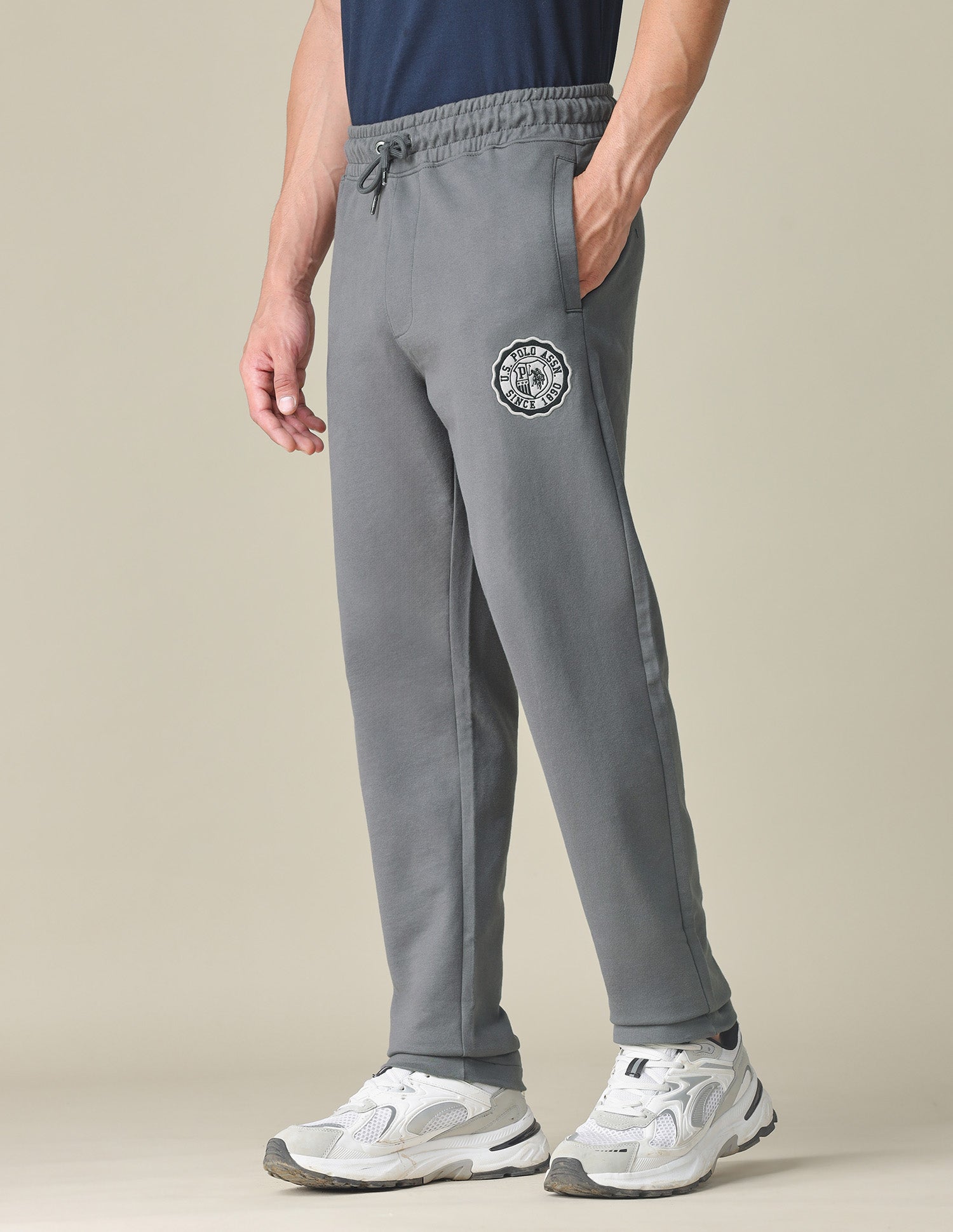 Mid Rise Solid Track Pants Grey - U.S. POLO ASSN. | Large