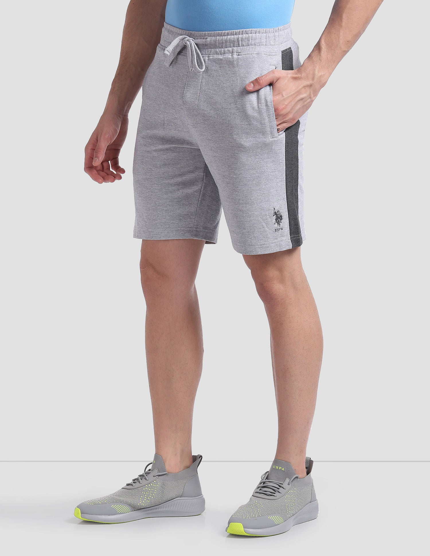 Panelled Cotton OES01 Lounge Shorts - Pack Of 1 Light Grey - U.S. POLO ASSN. | Large